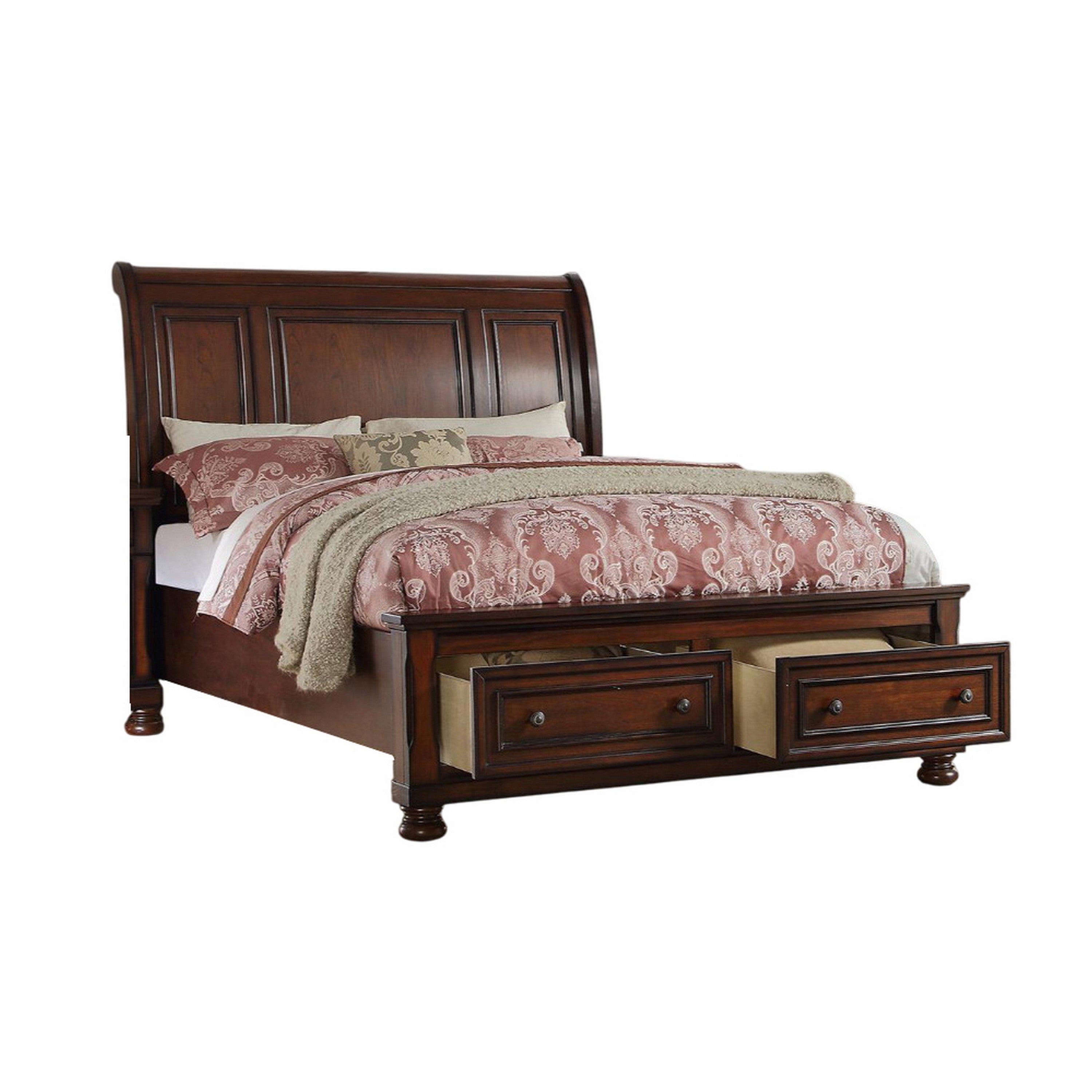 Splendid Wooden C.King Bed, Antique Cherry Finish