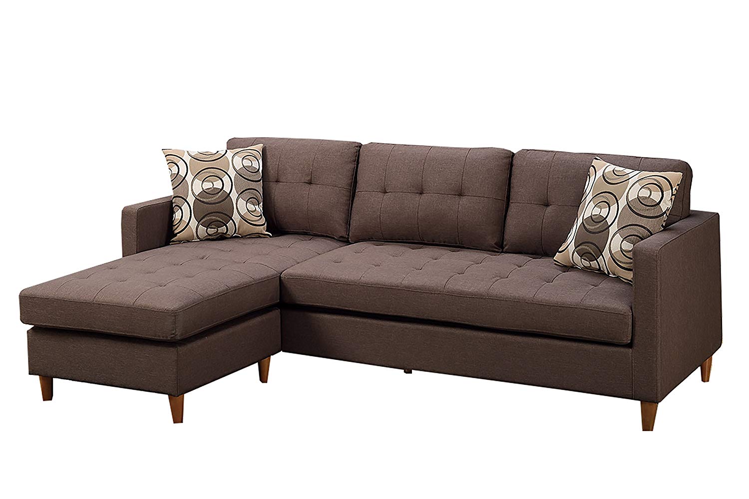 Polyfiber 2 Pieces Sectional With Pillows In Brown