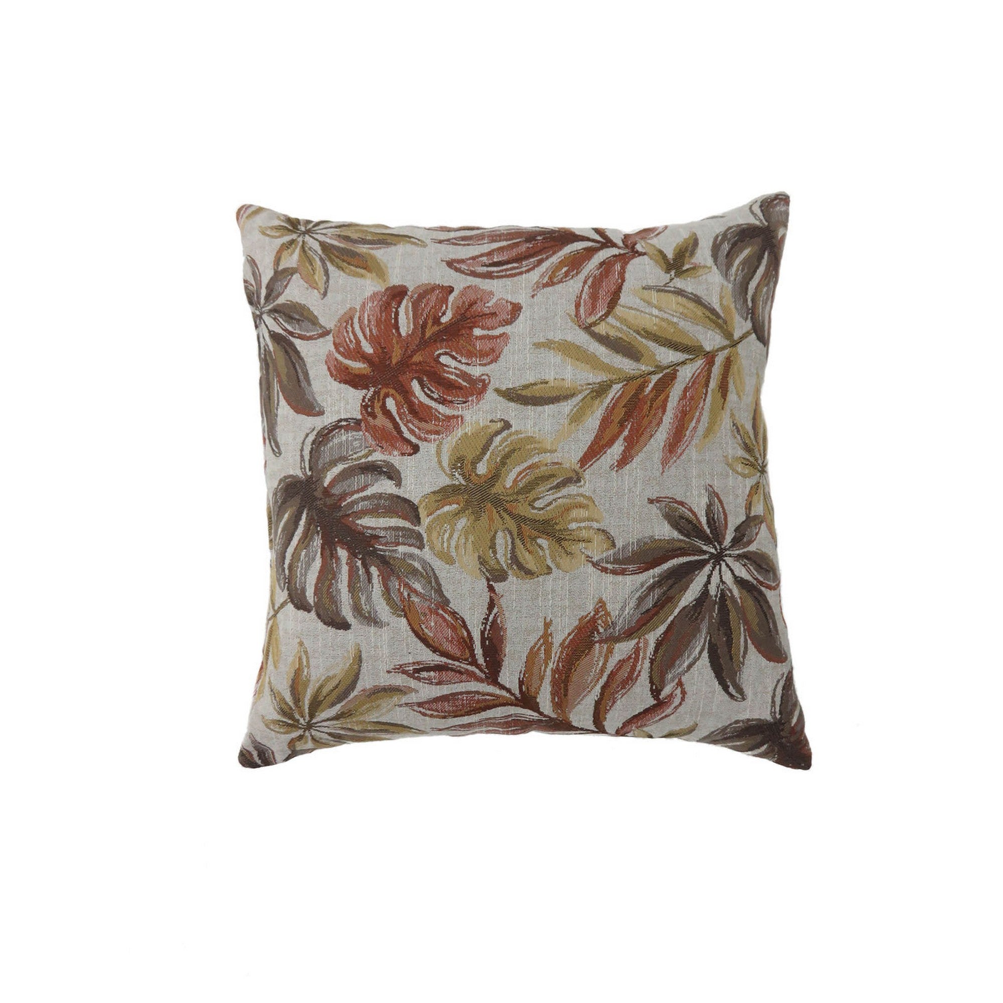 Contemporary Style Leaf Designed Set of 2 Throw Pillows, Red