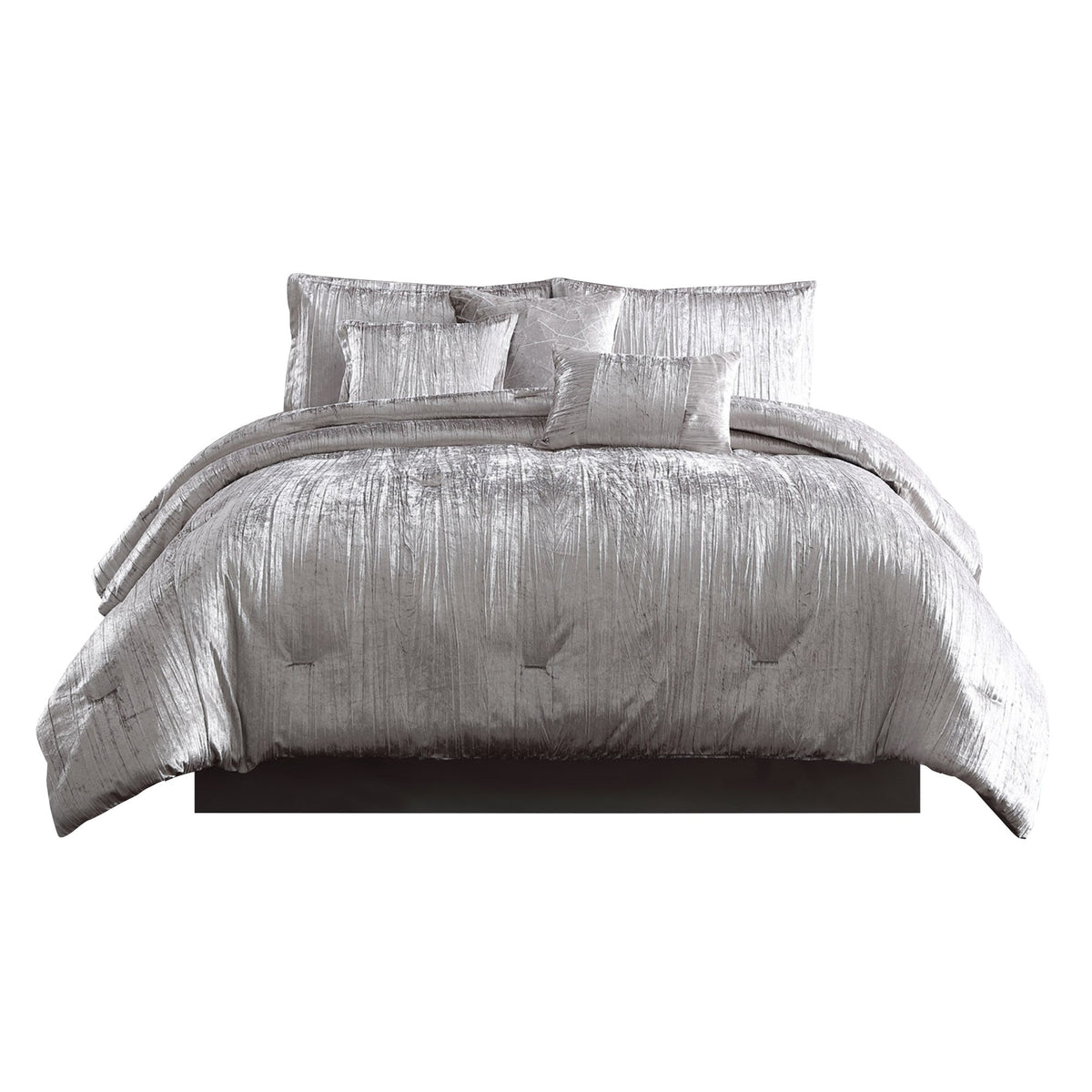 6 Piece Twin Comforter Set With Shimmering Appeal, Silver