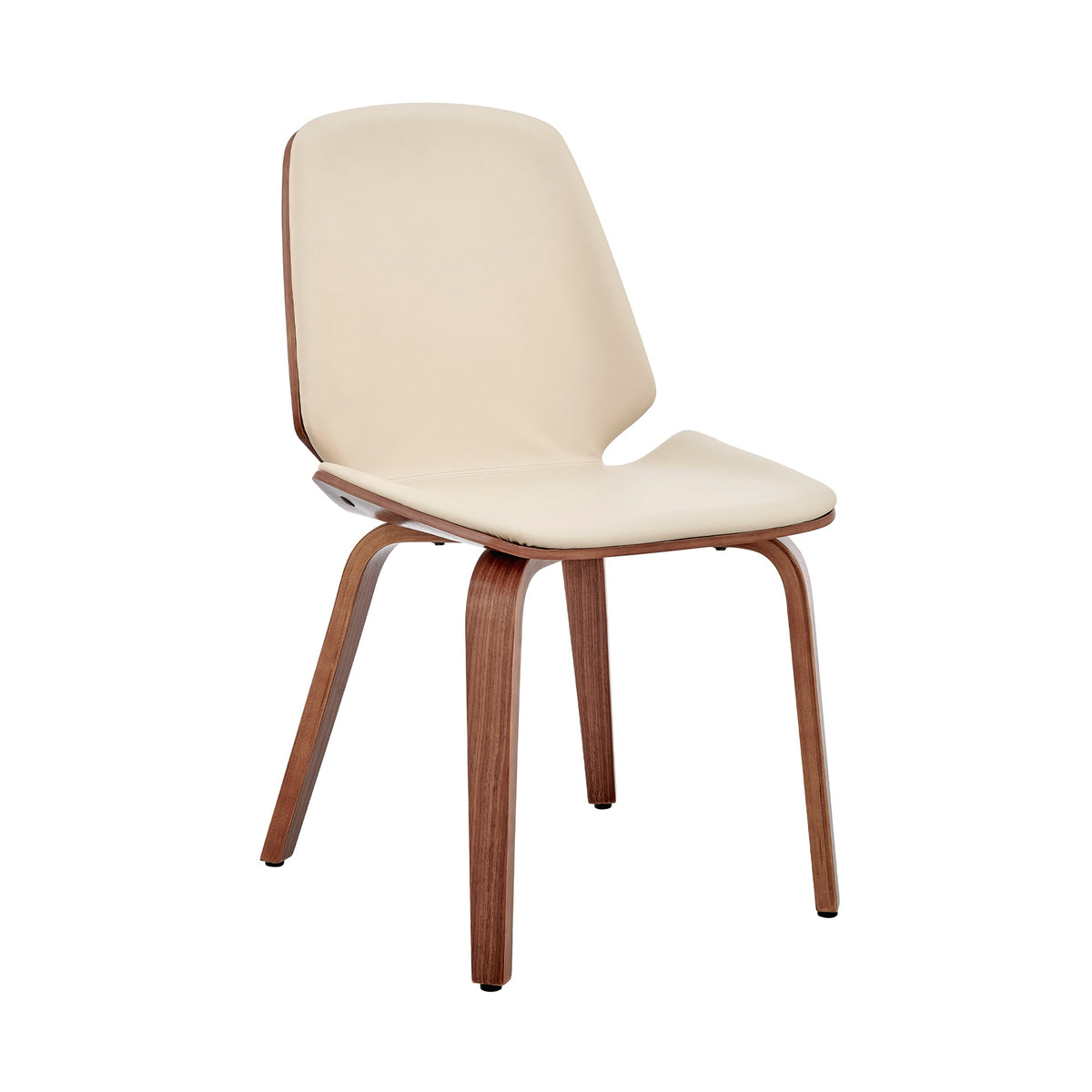 Leatherette Dining Chair With Slightly Curved Seat, Cream