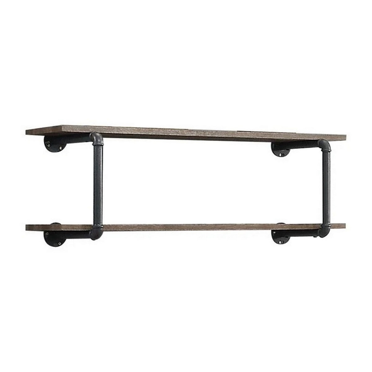 Antique Metal Framed Wall Rack, Brown And Gray