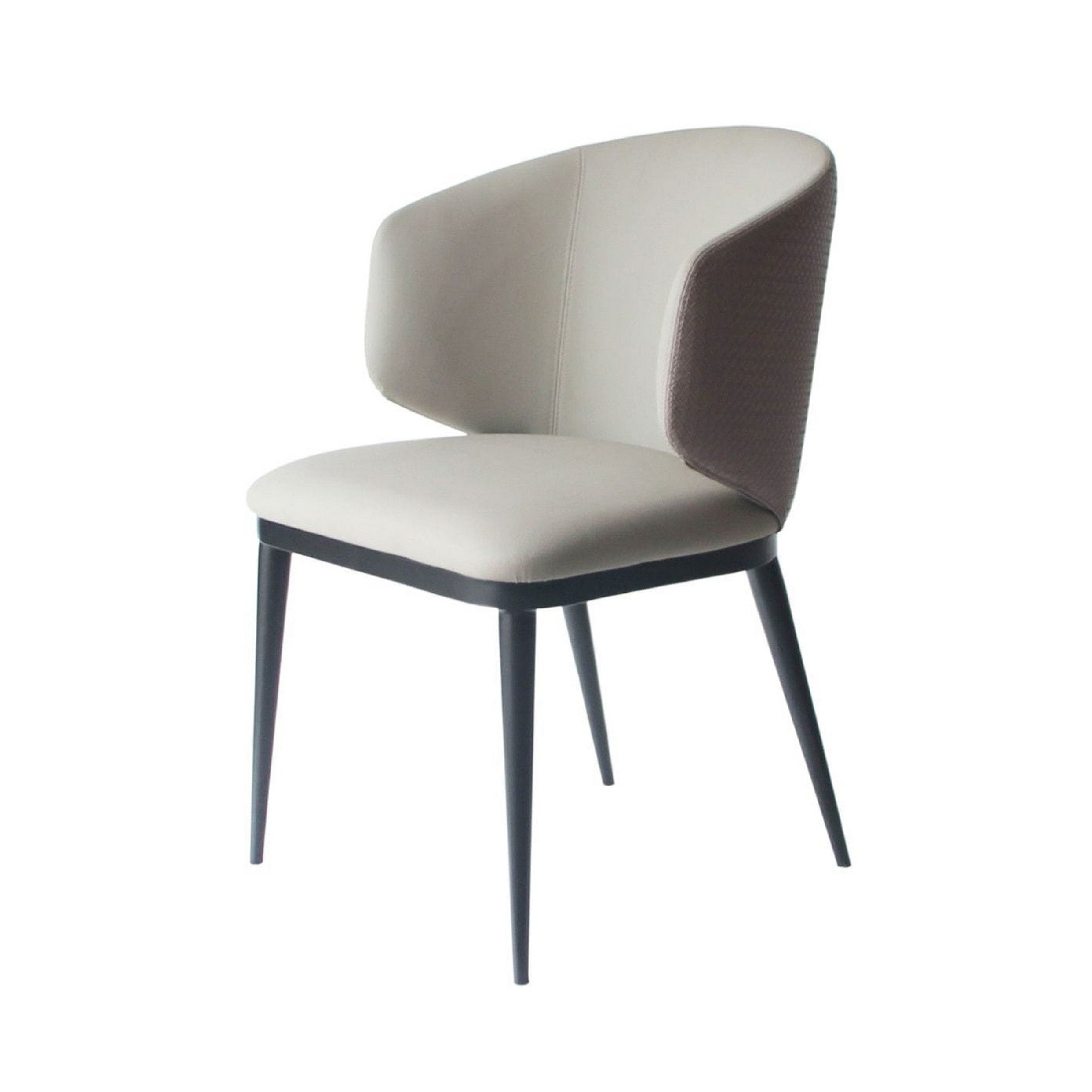 Cid 23 Inch Dining Armchair, Curved Padded Back, Vegan Faux Leather, Beige