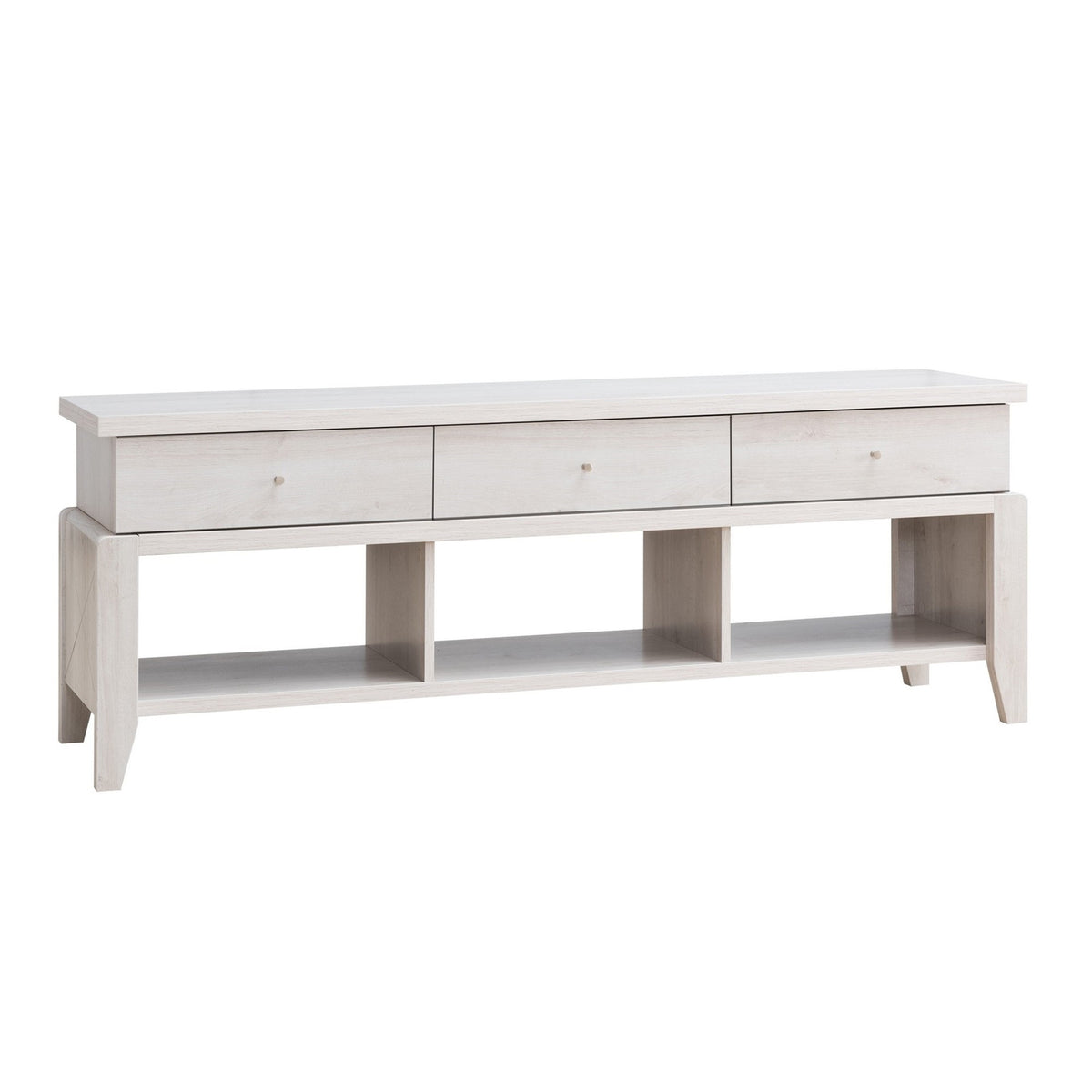 60 Inch Modern Tv Media Entertainment Console, 3 Drawers, Wood, White, Oak