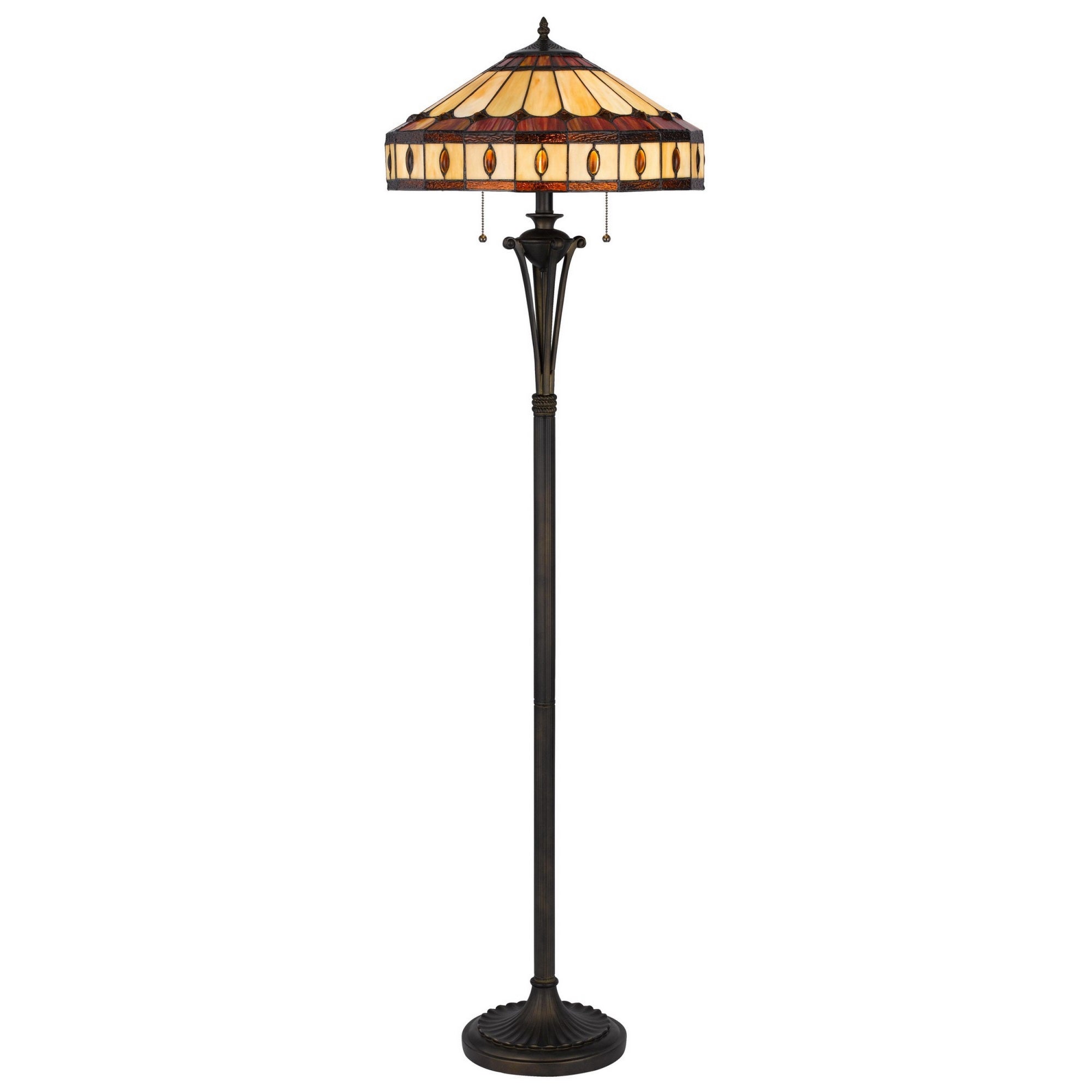 Xia 61 Inch Tiffany Style Vintage Floor Lamp, Glass Shade, Antique Bronze
