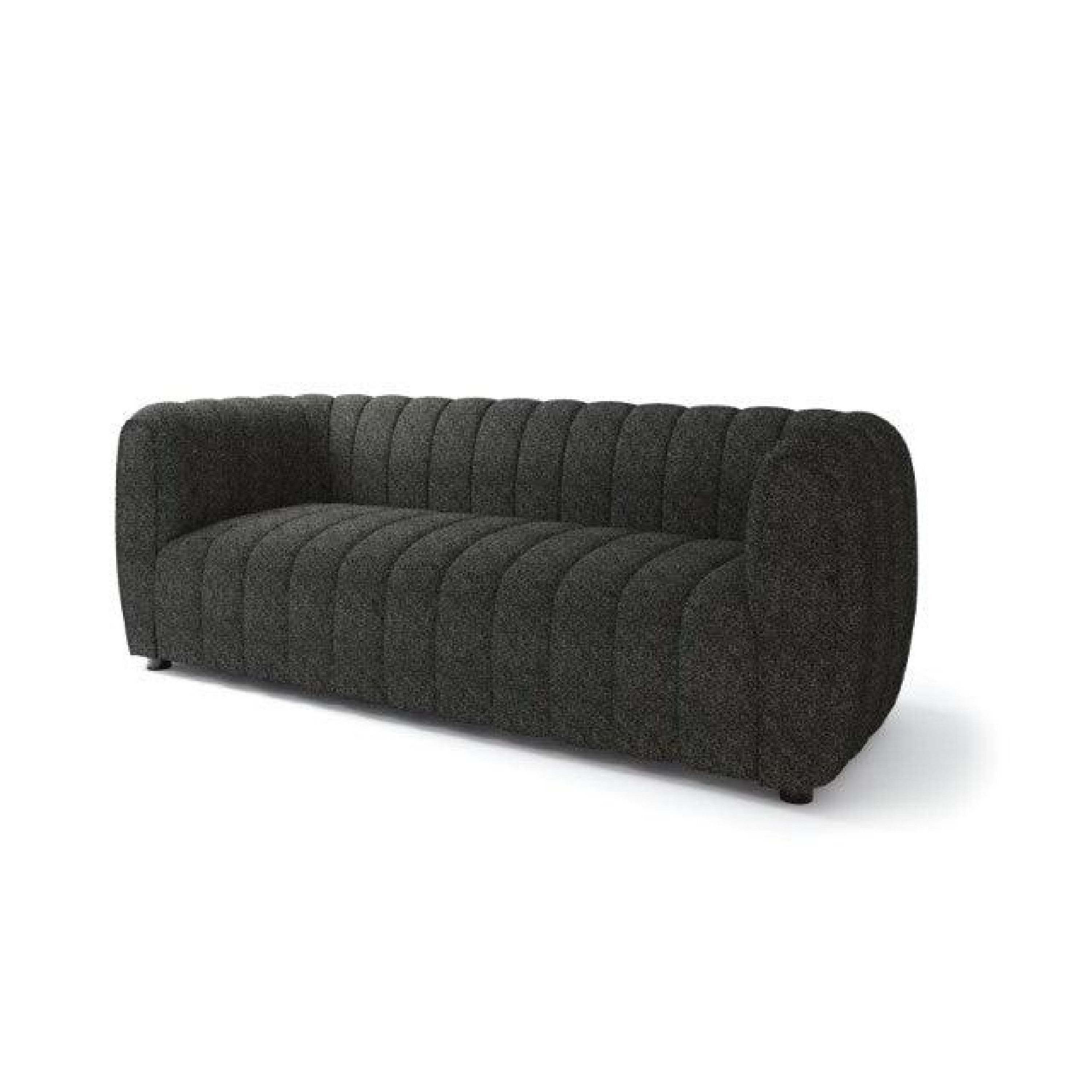 Hery Sofa, 83 Inch, Black Boucle, Vertical Channel Tufted Details