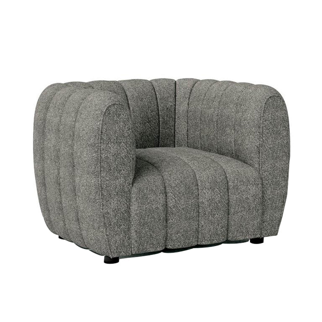 Hery Accent Armchair, 36 Inch, Gray Boucle, Vertical Channel Tufted