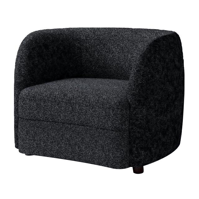 Srey Accent Chair, 37 Inch, Plush Black Boucle, Curved Kidney Shape