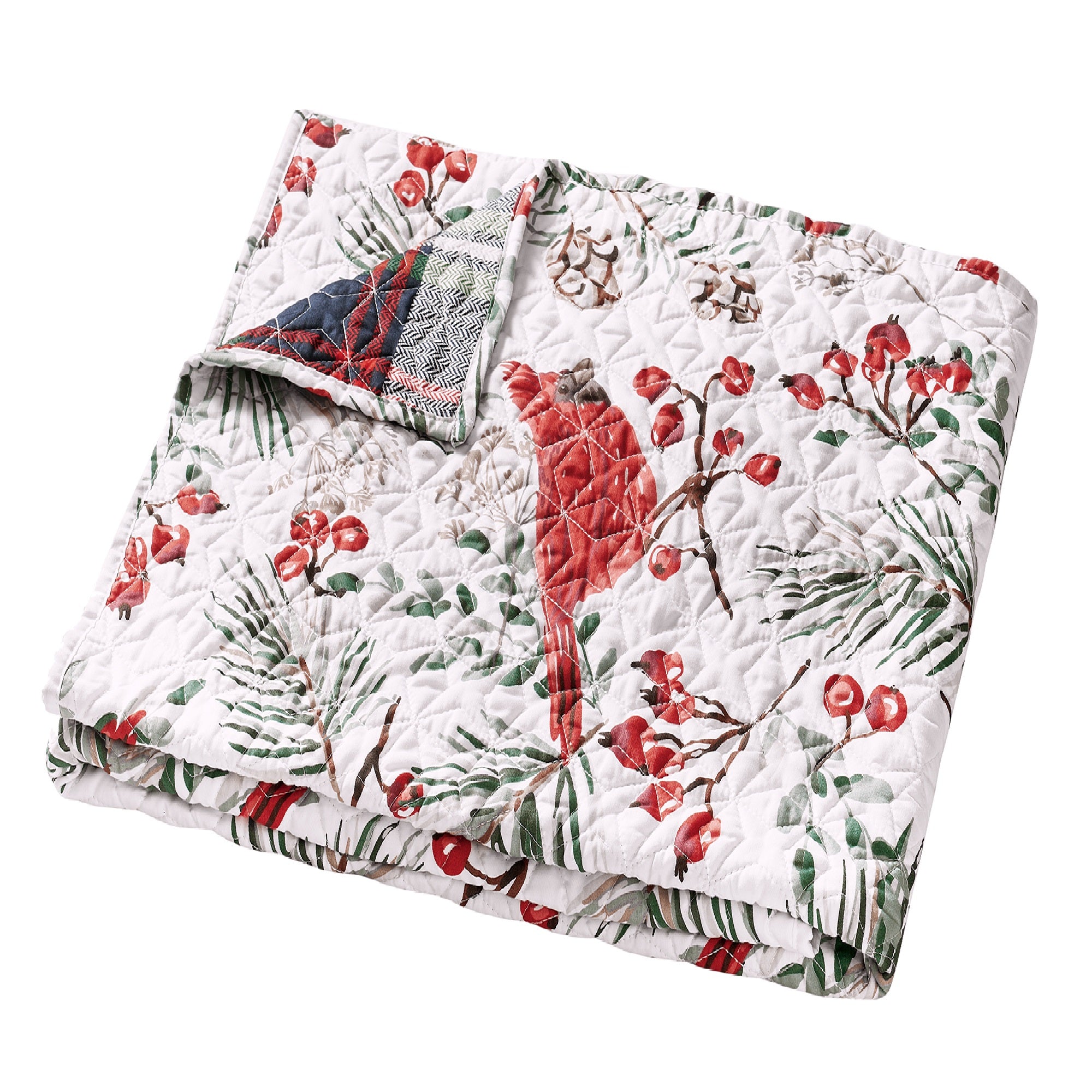 Coro Throw Blanket, 50x60 White, Red Christmas Cardinal, Polyester