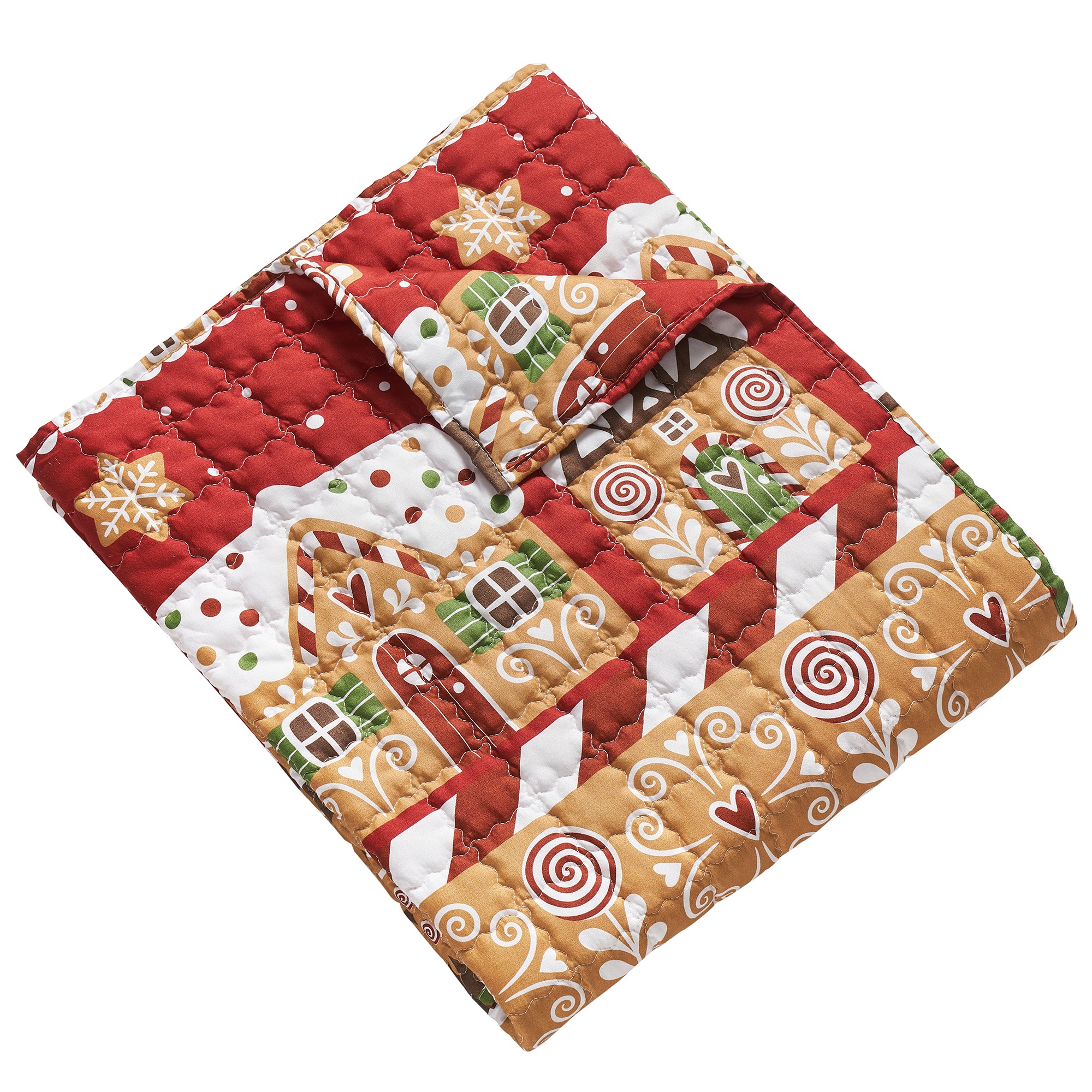 Redu Throw Blanket, 50x60, Holiday Theme Red Gingerbread Microfiber