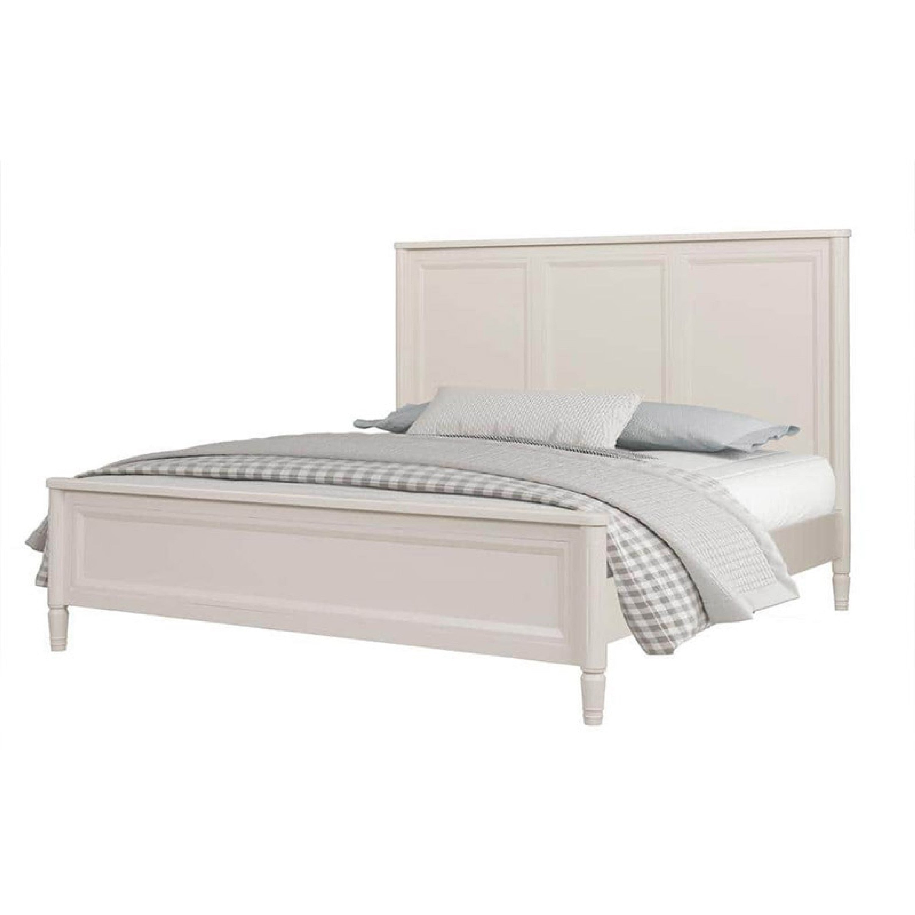 Alta Queen Size Bed, Classic French Design, White Solid Wood Frame