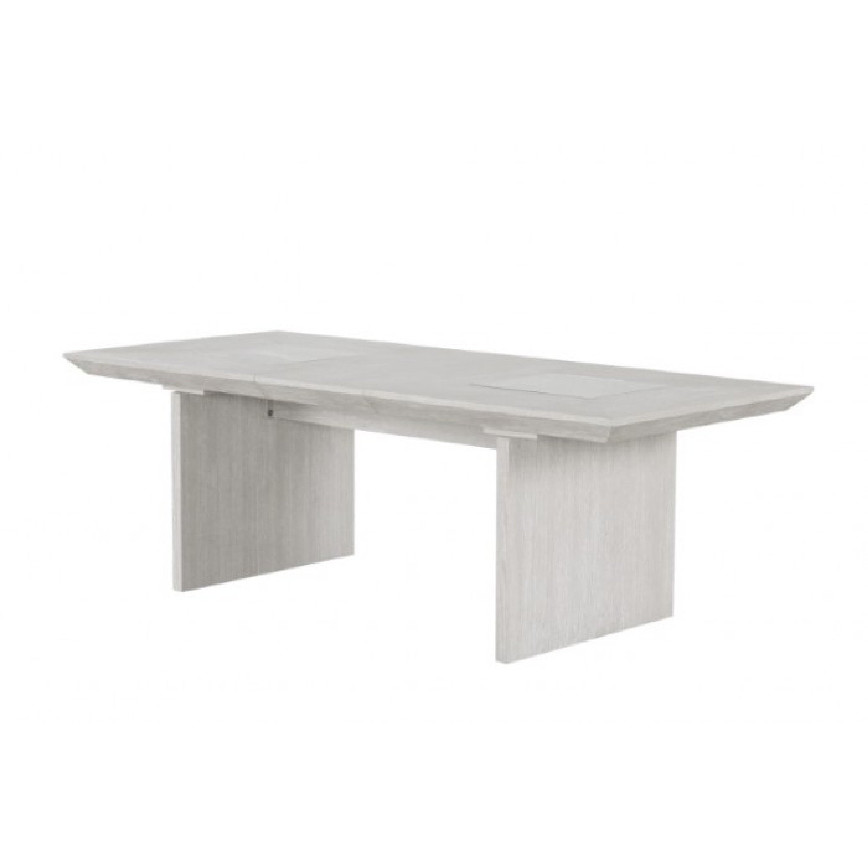 Diaz 72-90 Inch Extendable Dining Table, Glass and Light Gray Wood