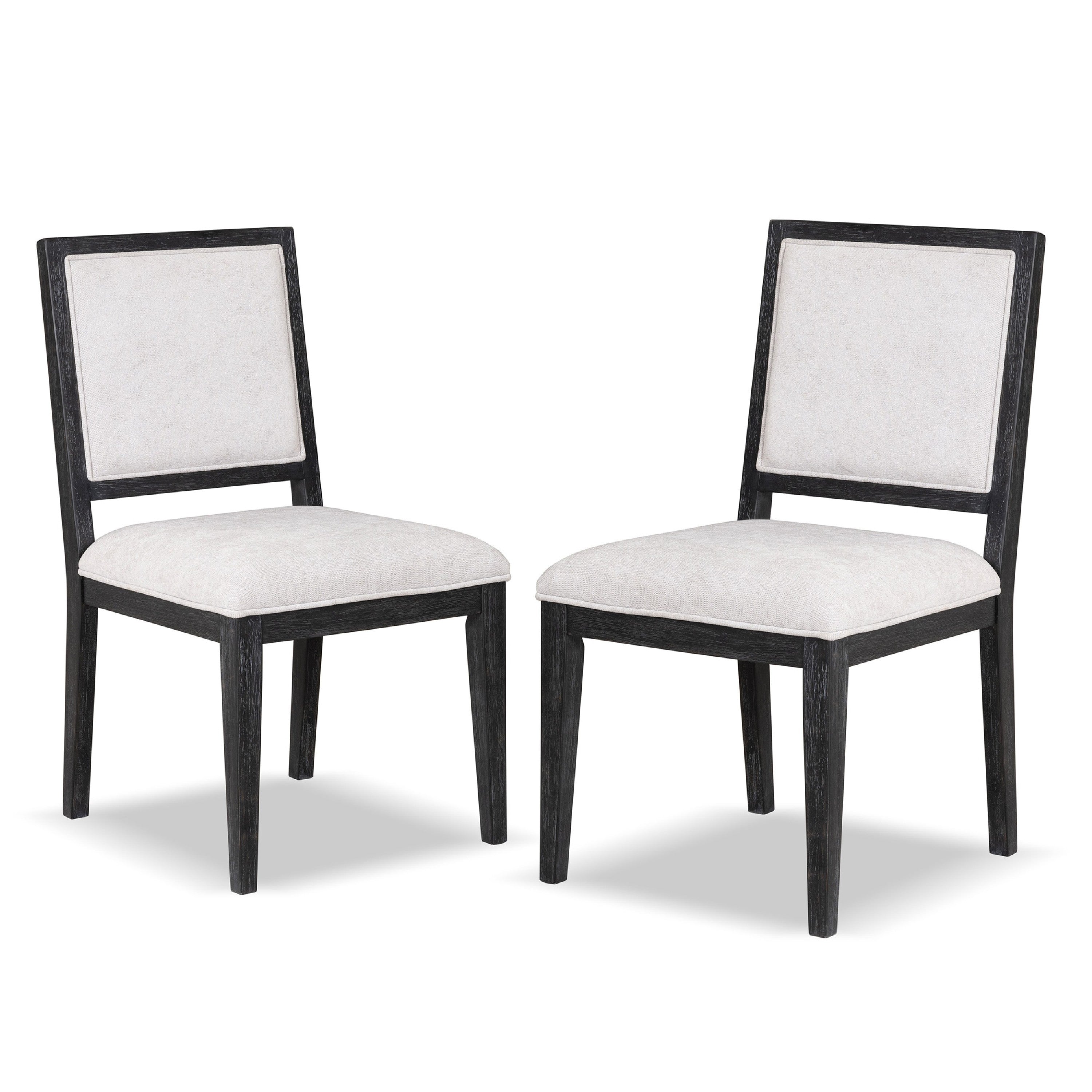 Kizie Dining Side Chair Set of 2, Farmhouse Panel Design, Black Wood