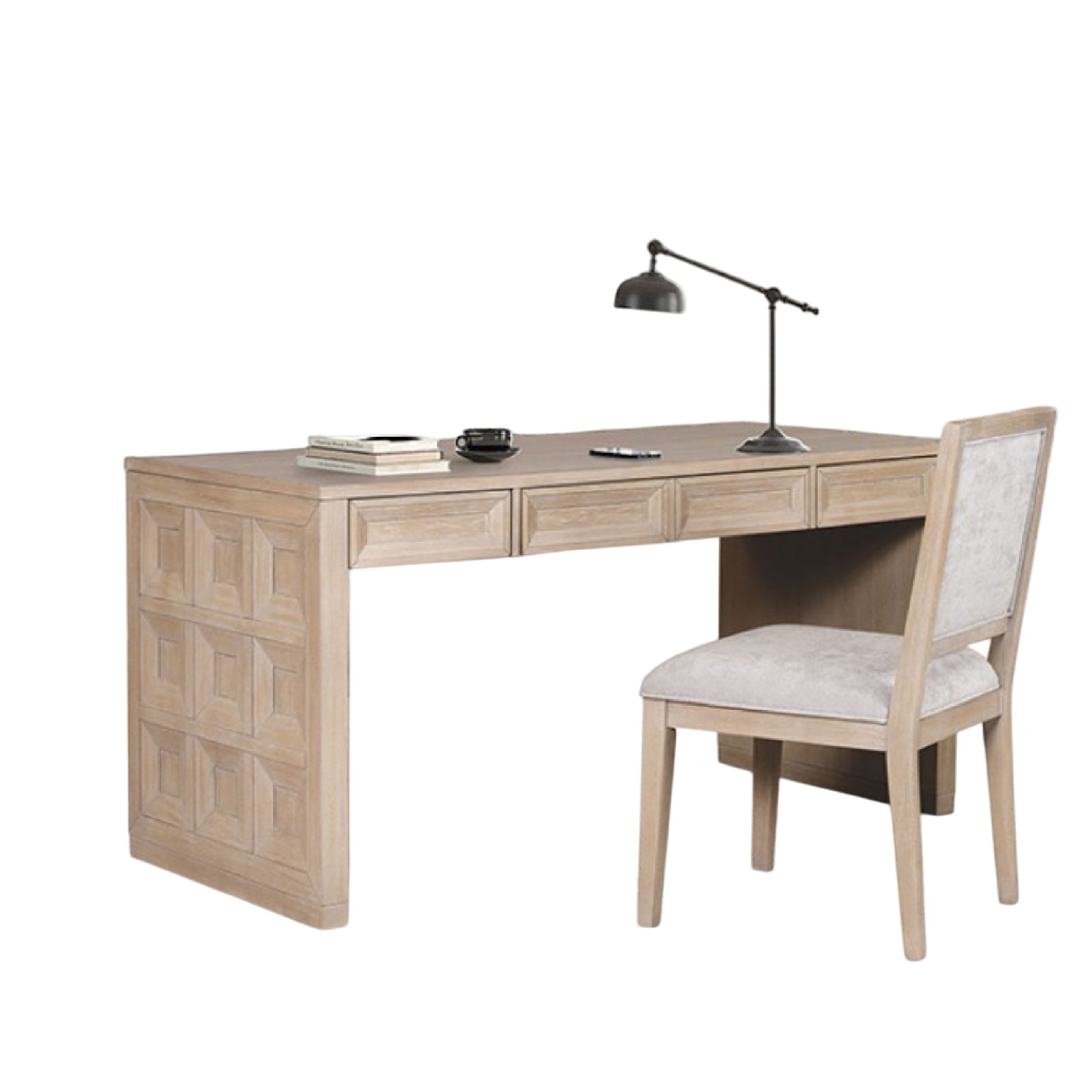 Kizie Writing Desk, 4 Drawers, Tawny Brown Wood, Rectangular 60 Inch