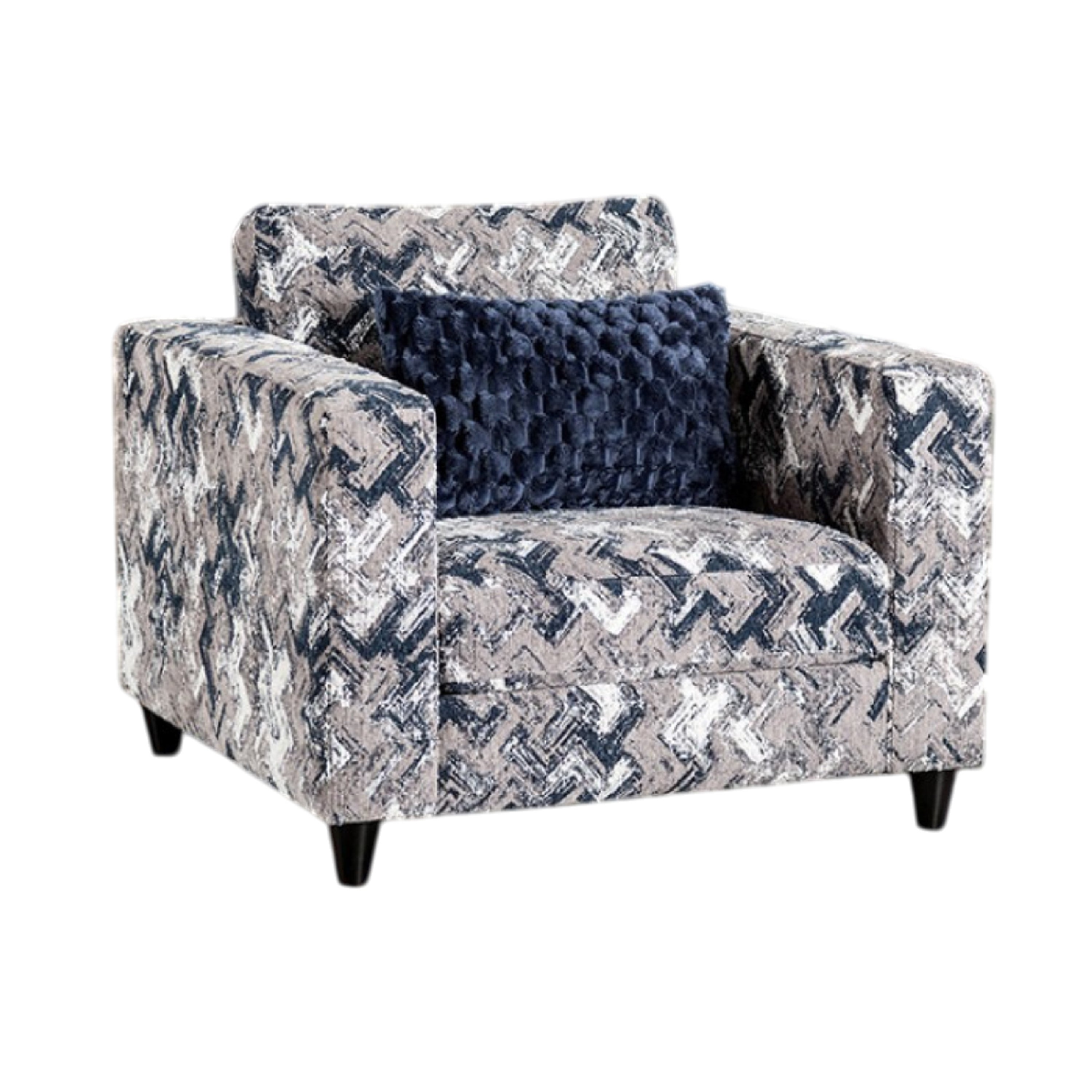 Harie Accent Club Chair, 1 Throw Pillow, Light Gray Chenille Pattern