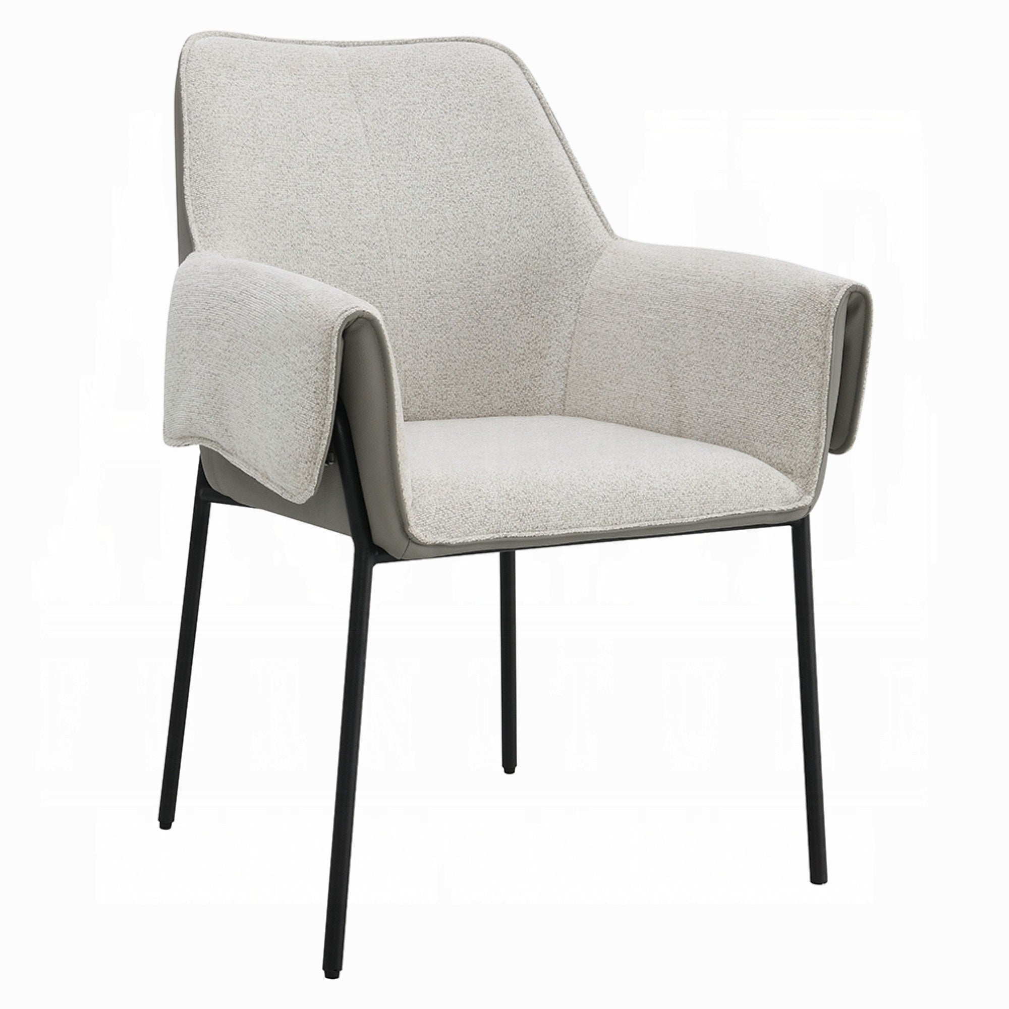 Jory Armchair Set of 2, Beige Chenille, Slim Black Metal Legs