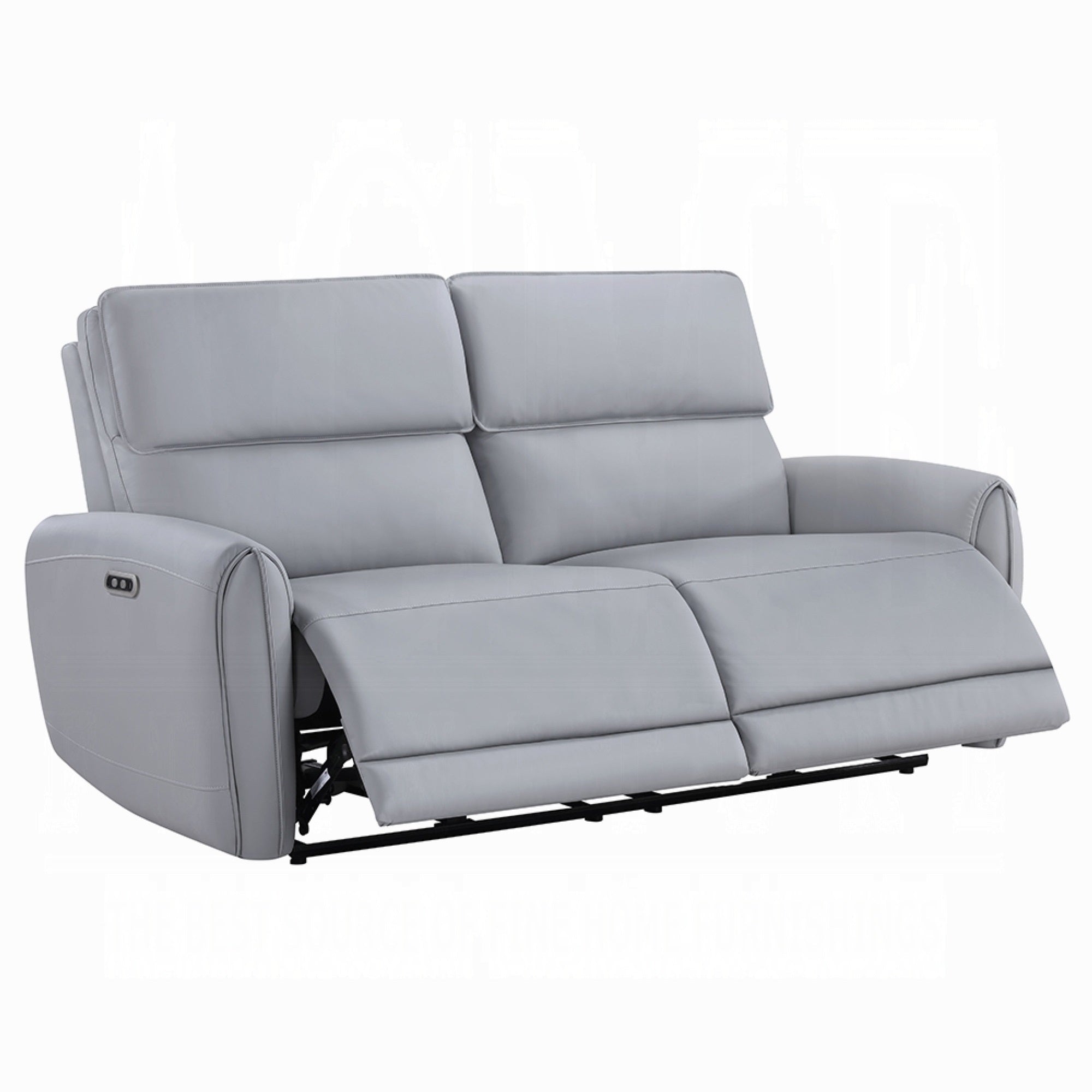 Jero Power Motion Recliner Sofa, 2 Seater, USB Port, Gray Faux Leather