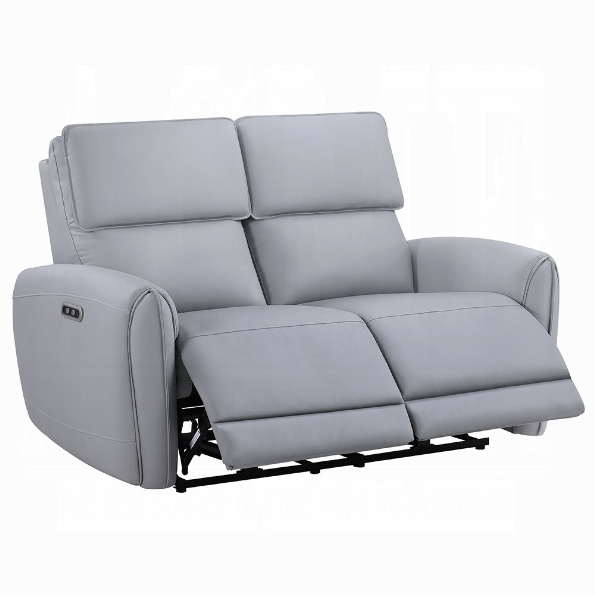 Jero Power Motion Recliner Loveseat, USB Port, Light Gray Faux Leather