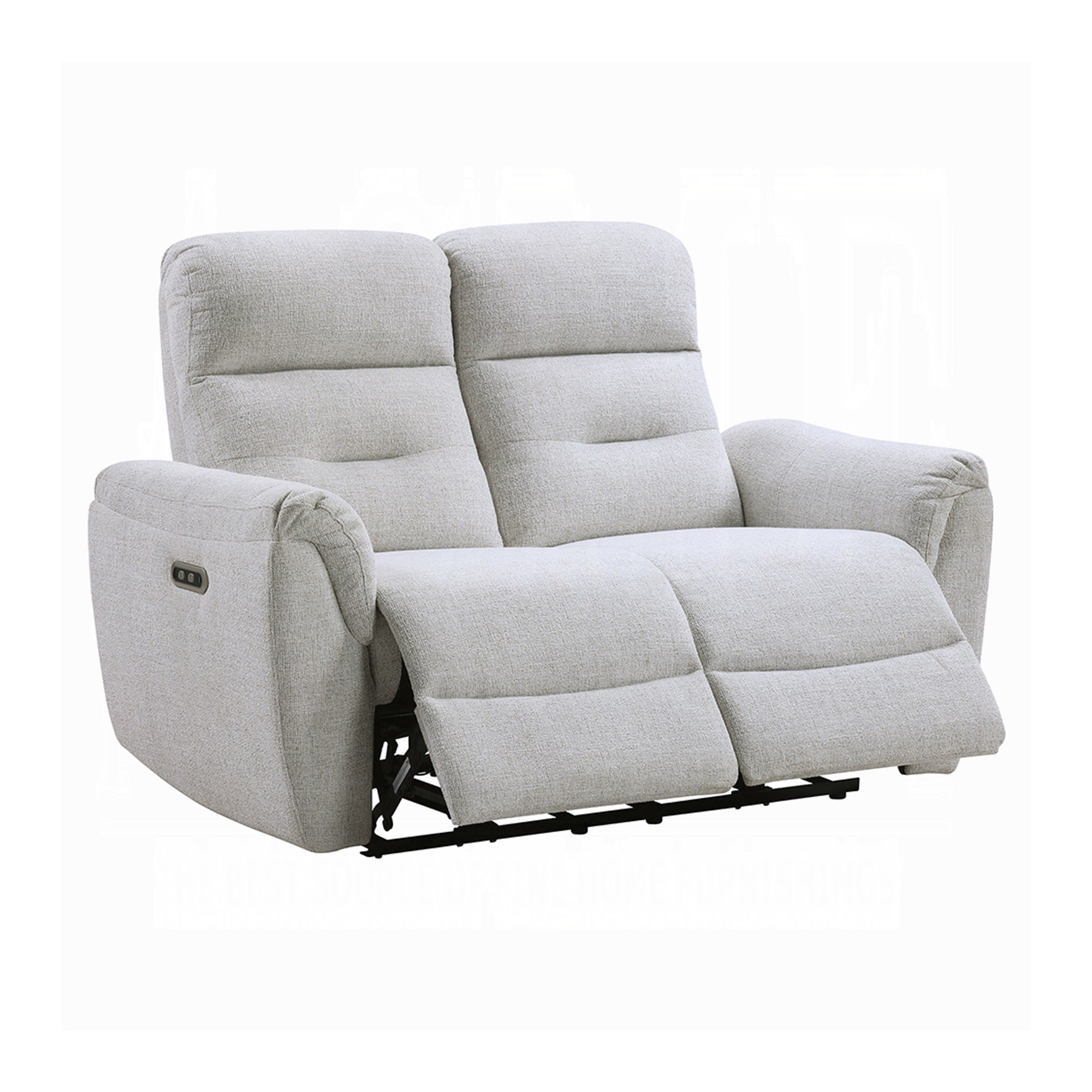 Tres Power Motion Recliner Loveseat with USB Port, Foam Fill Gray Chenille
