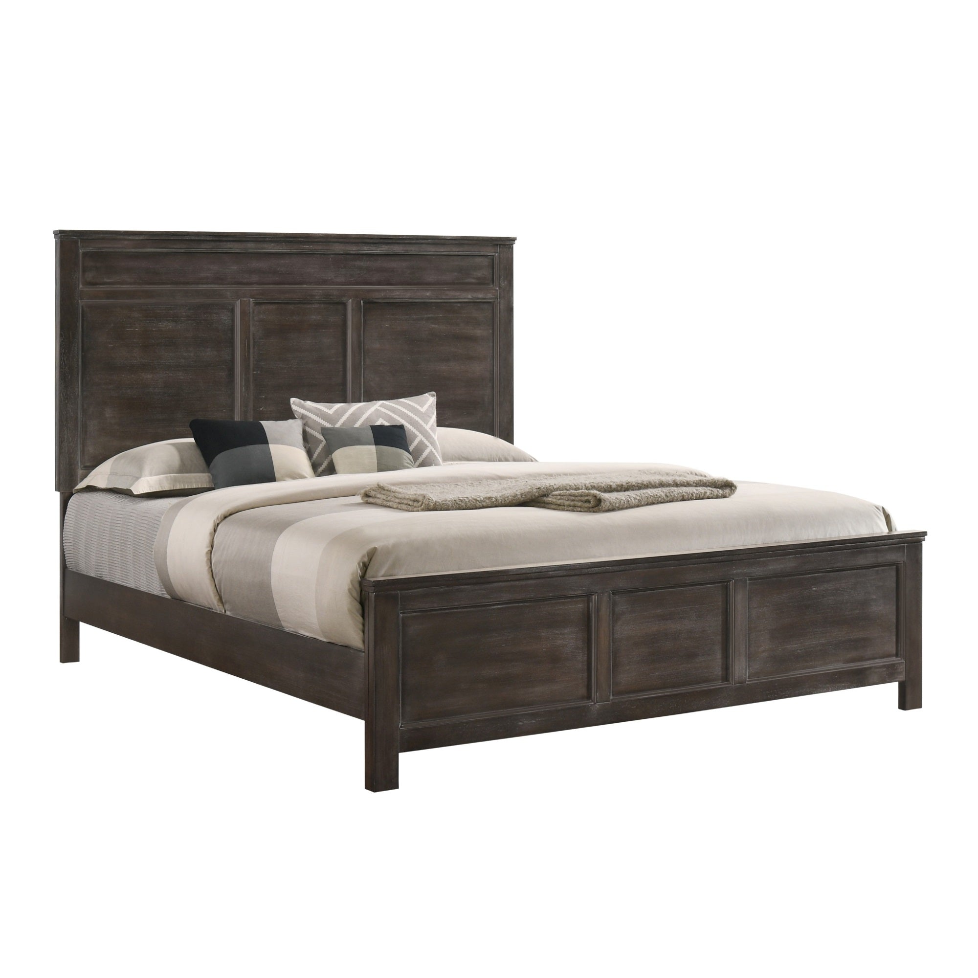 Aani King Size Bed, Framed Headboard, Farmhouse Nutmeg Brown