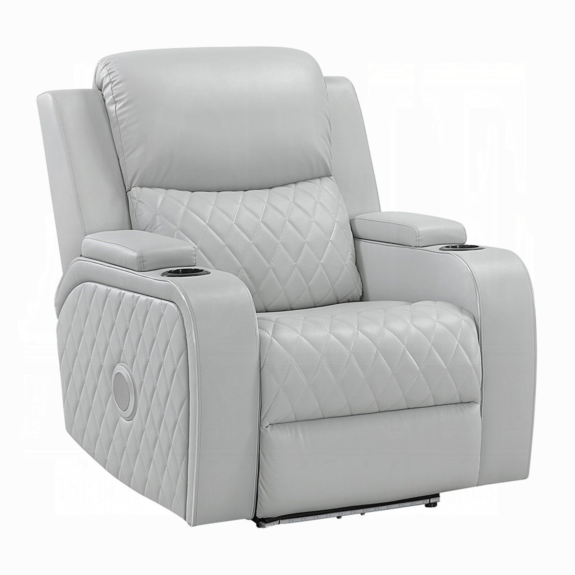 Ely Power Motion Reclining Chair with LED, Light Gray Synthetic Leather