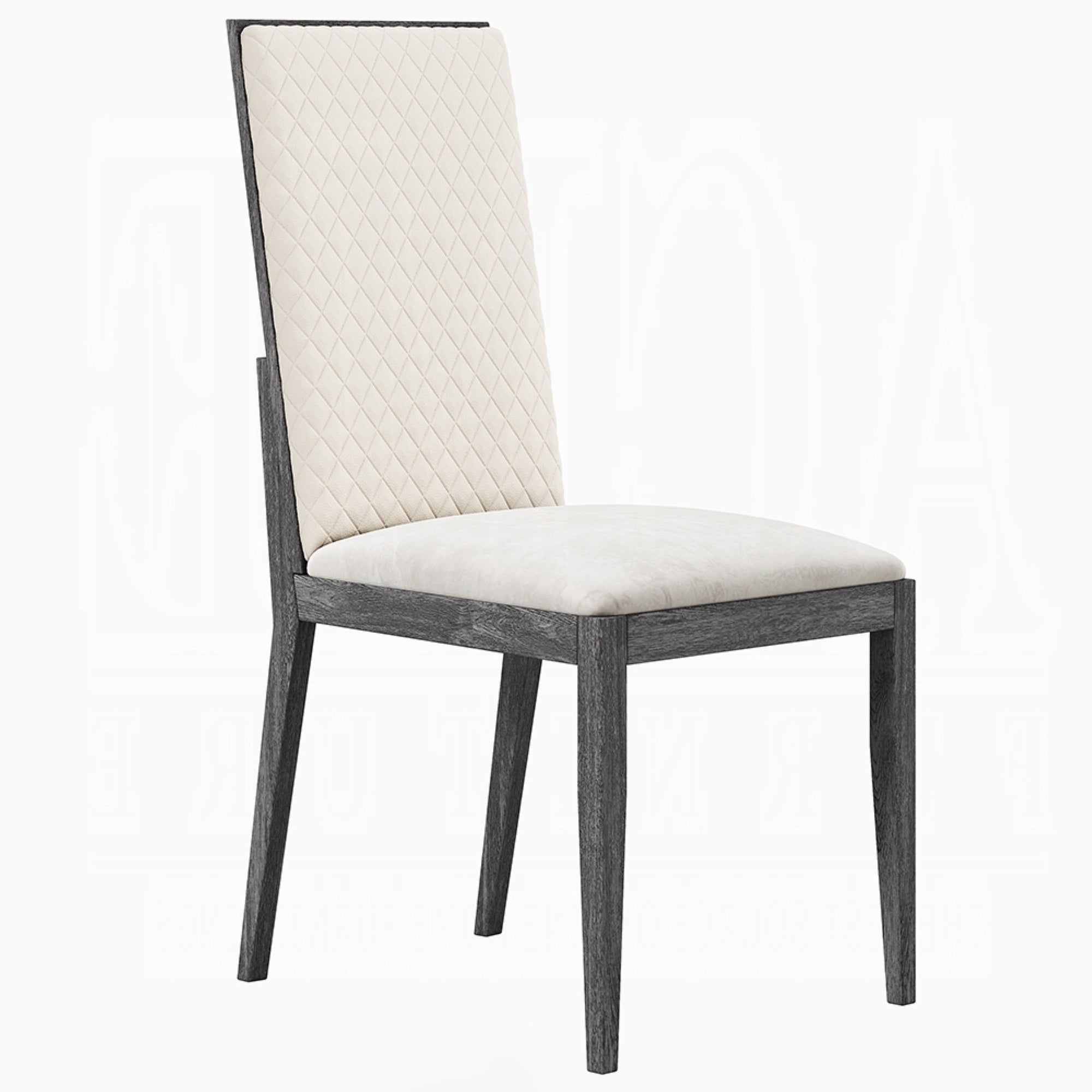 Veny Dining Side Chair Set of 2, Quilted Gray Synthetic Leather Back