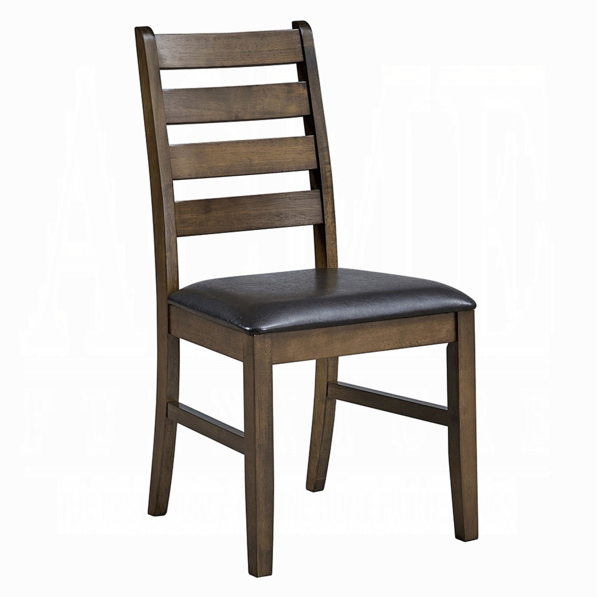 Dexy Dining Side Chair Set of 2, Ladderback, Walnut Brown Faux Leather
