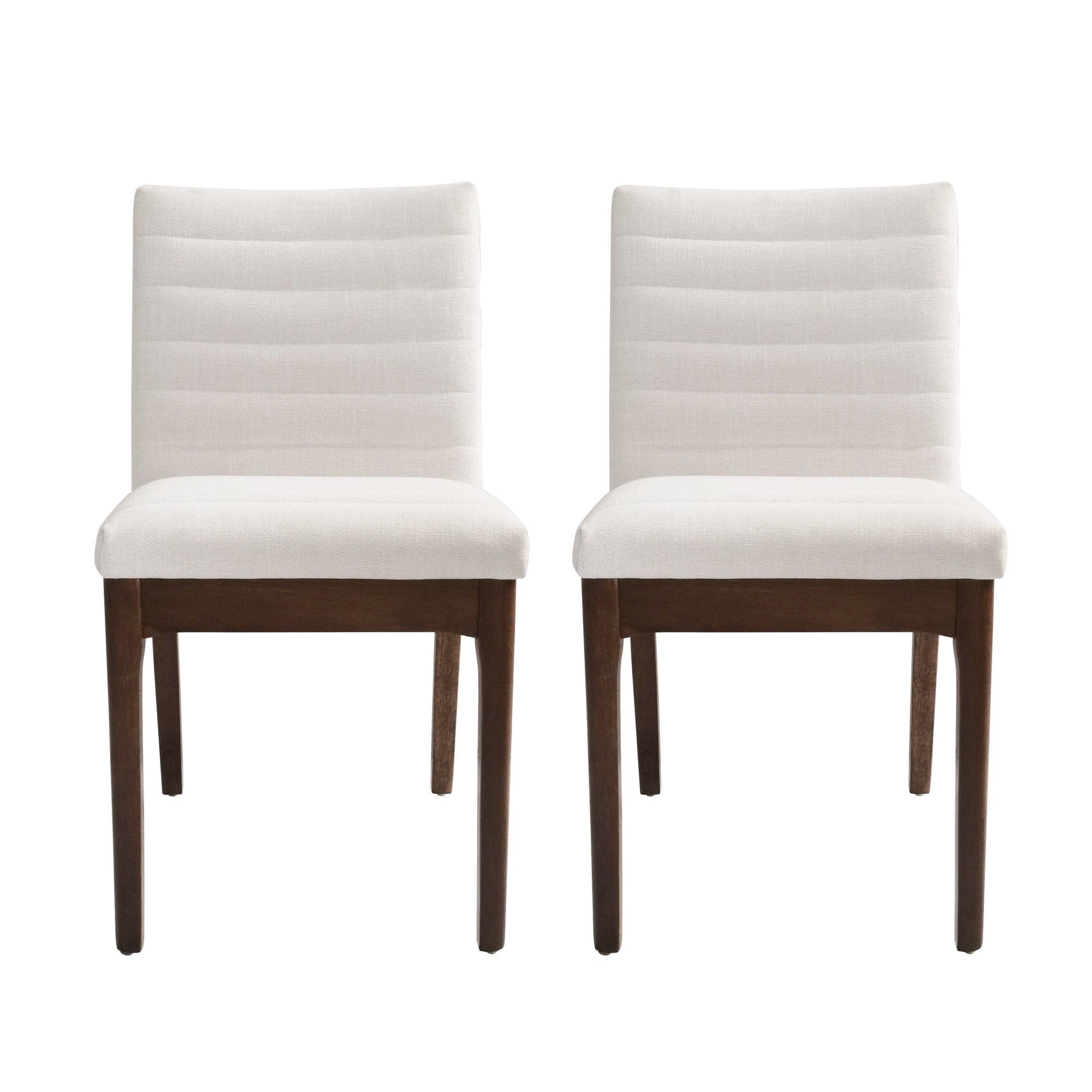 Dining Side Chair Set of 2,, Channel Stitching, Light Beige Fabric