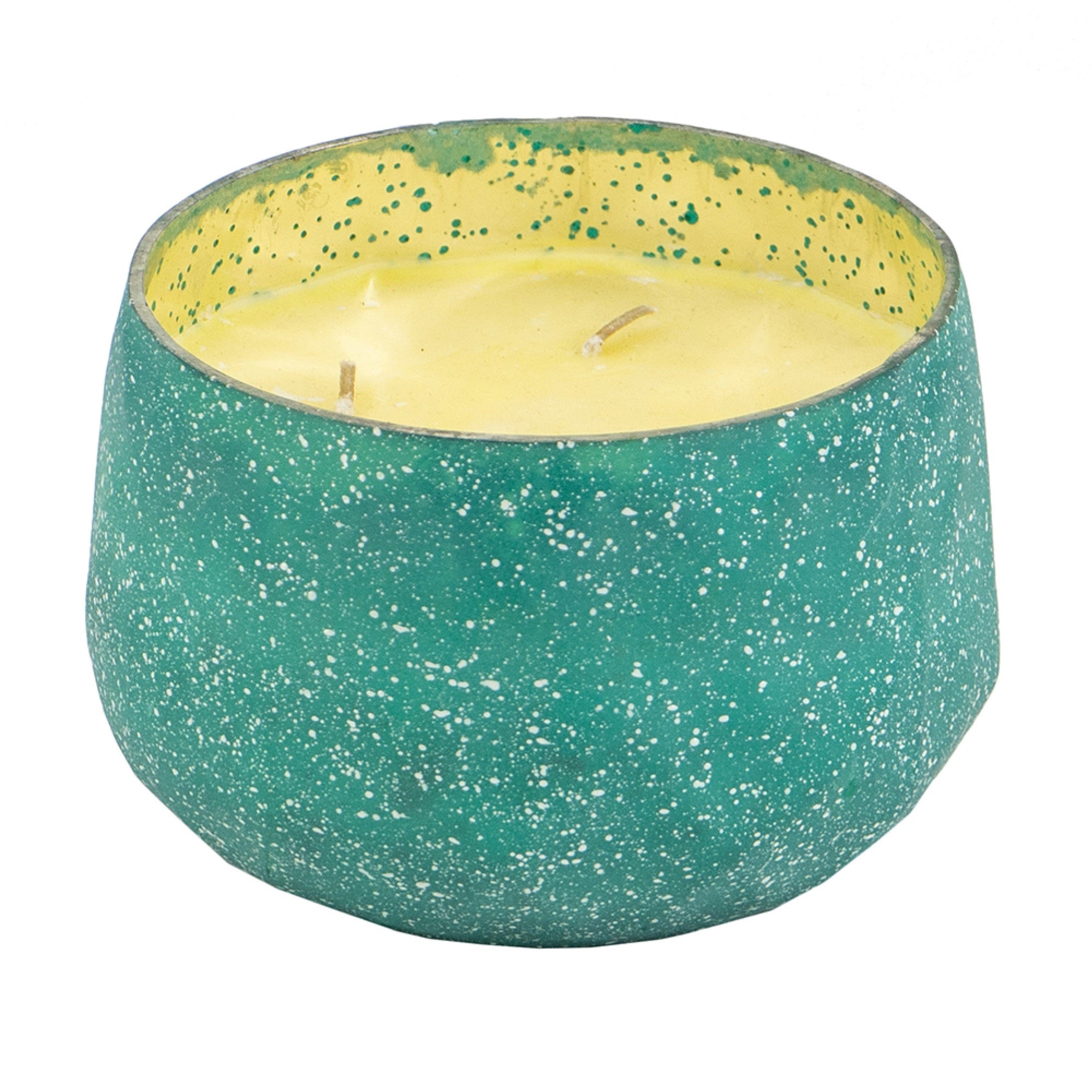 Myla Scented Soy Wax Candle, Round Glass Vessel, Natural Teal Blue