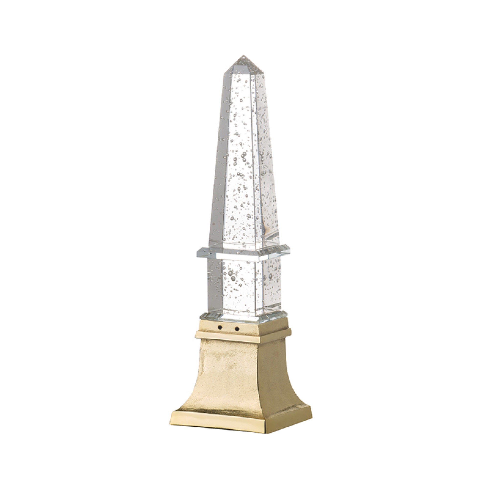 Raga Crystal Accent Lighting, Obelisk Decor Body, Gold Metal Base, 18 Inch