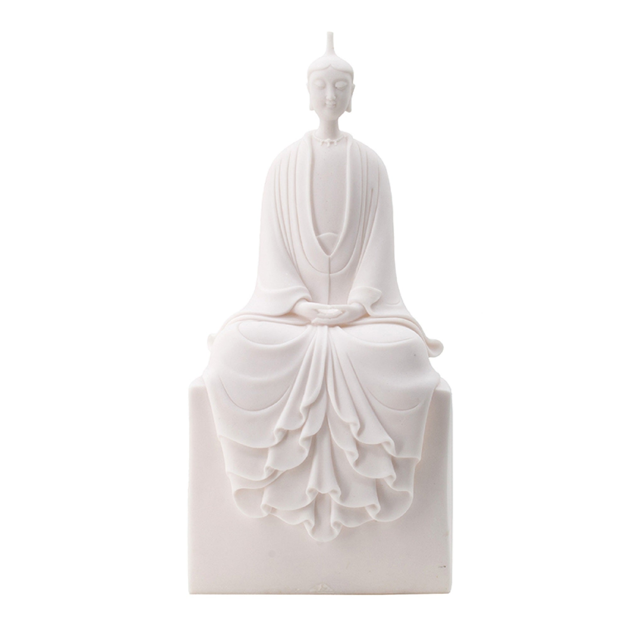 Sitting Sculpture, Peaceful Meditation Gesture, White Resin 19 Inch