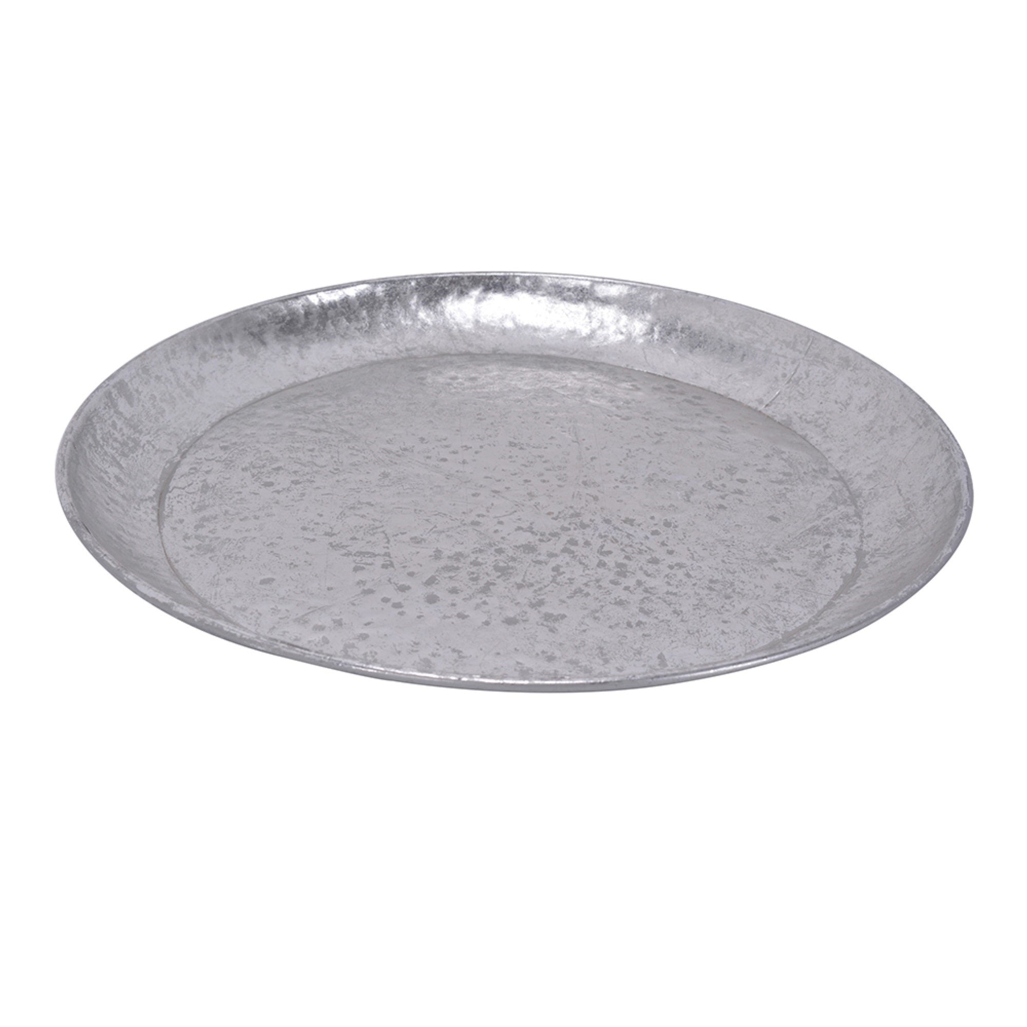 Vello Bar Tray, Round Shape, Hammered Texture, Silver Iron 15 Inch