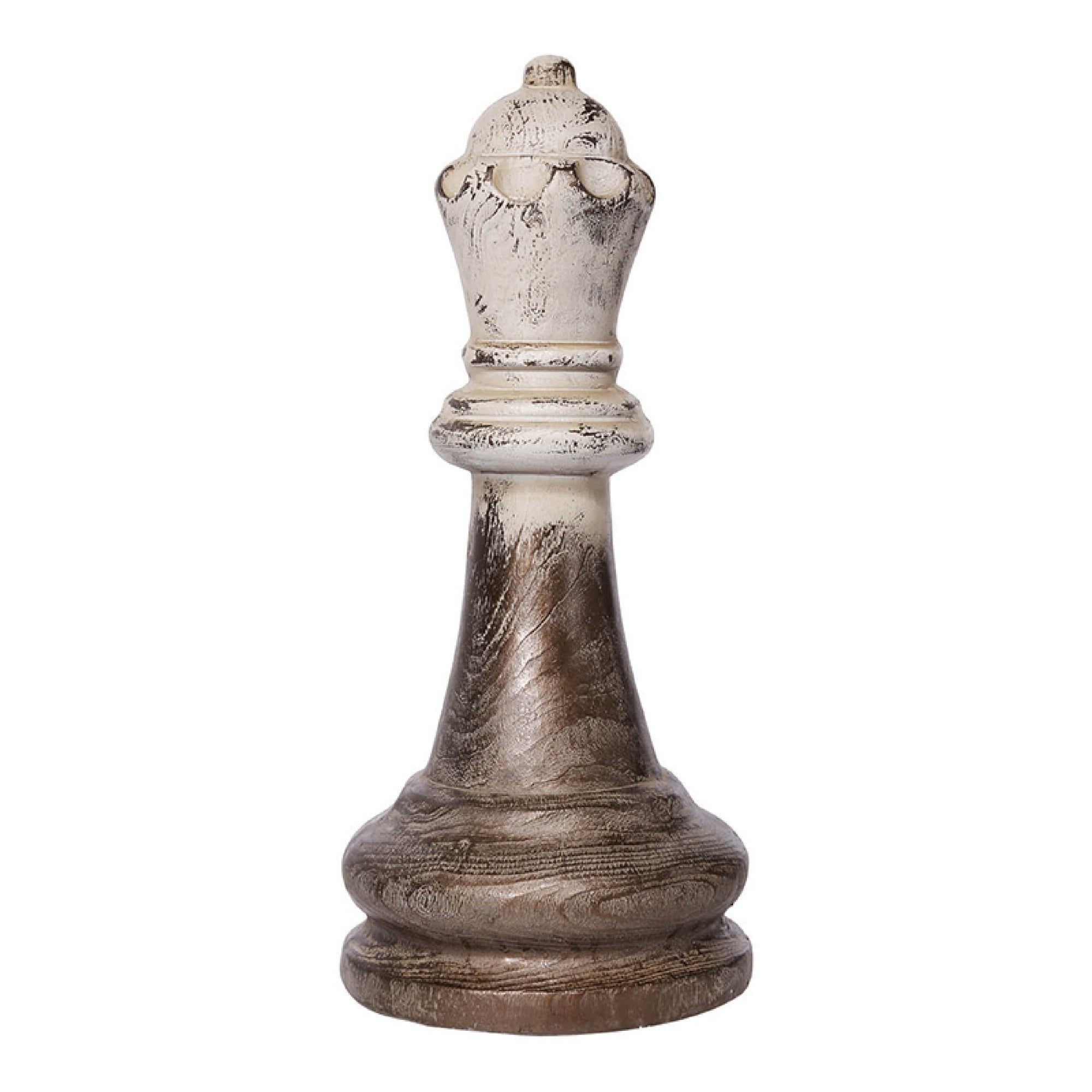 Tabletop Decor, King Chess Piece, Bronze and White Magnesium 21 Inch