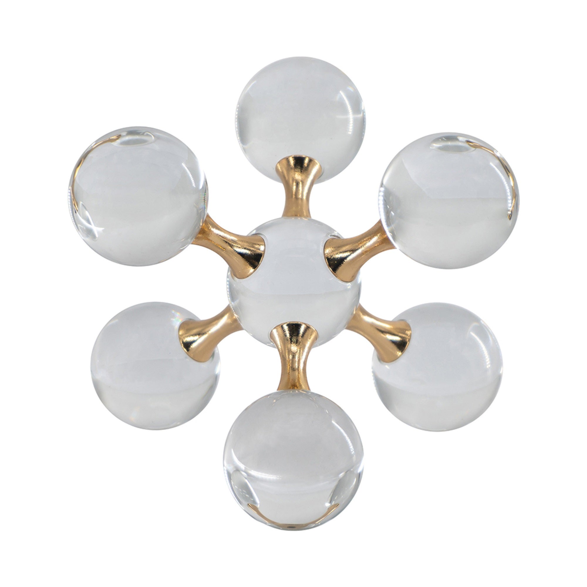 Tammy Atomic Ball Accent with 6 Glass Spheres, Gold Iron Stems, 8 Inch