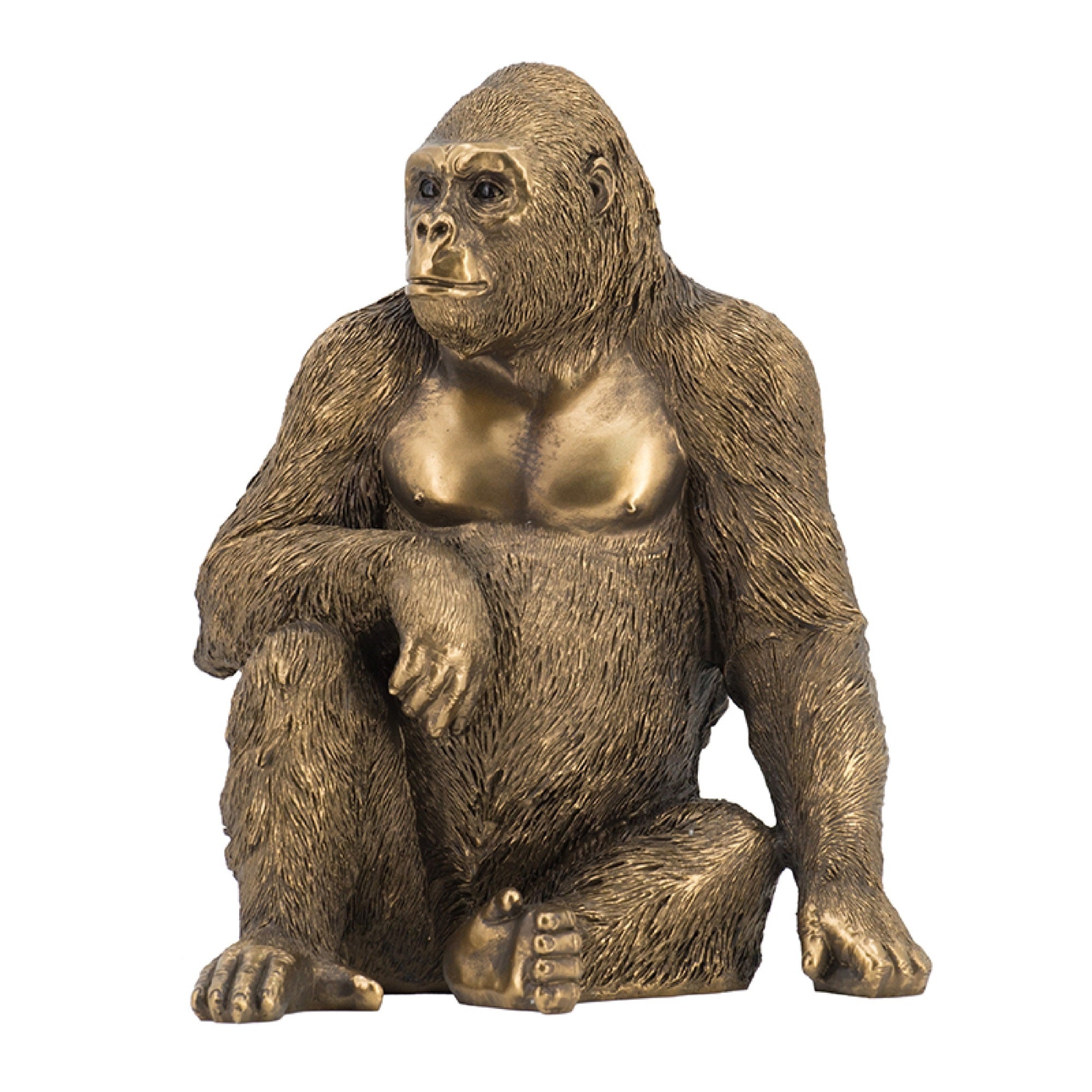 Tessy Seated Gorilla Figurine, Lifelike Bronze Polyresin Details, 8 Inch