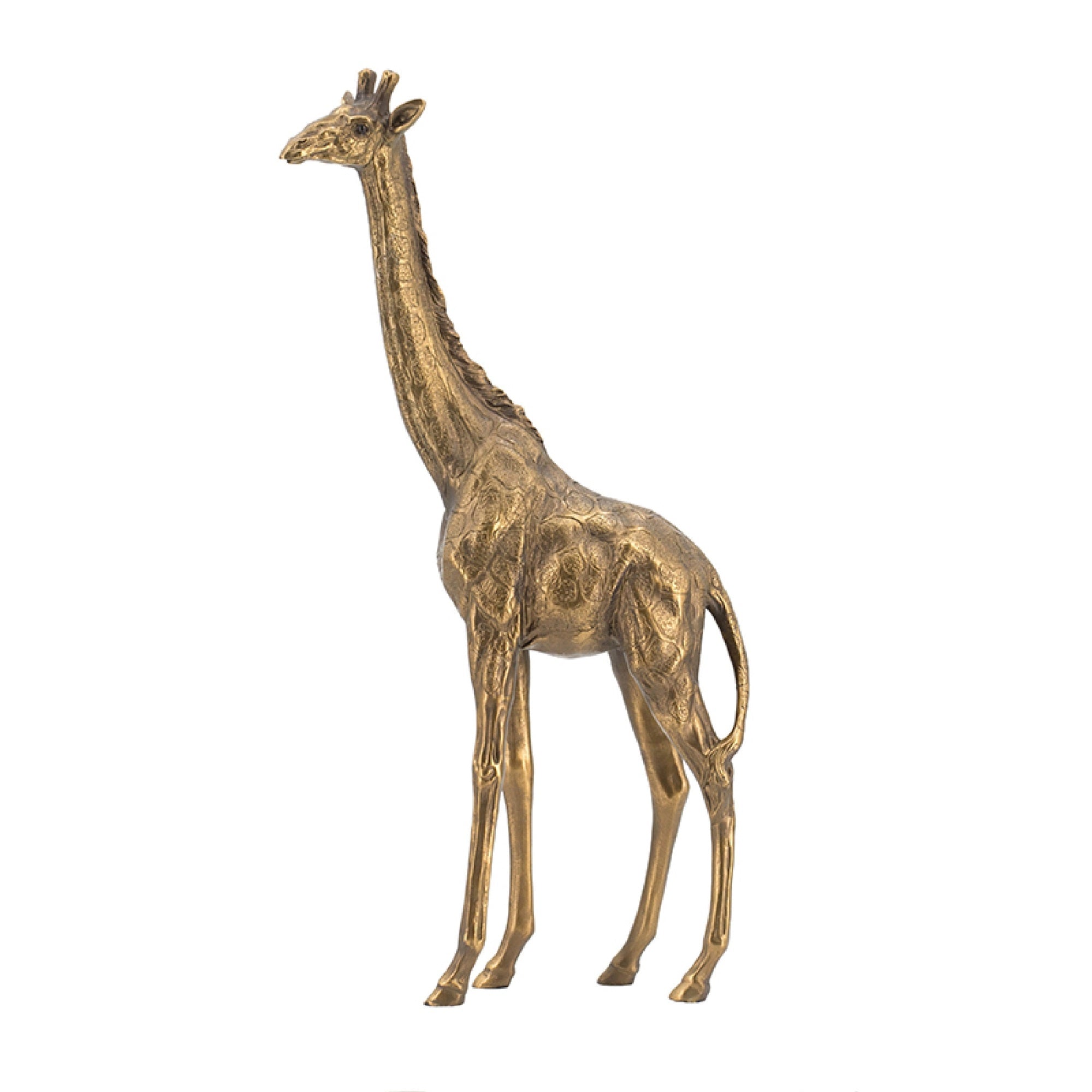 Norie Giraffe Figurine, Textured Sculpture Detail Polyresin Copper 16 Inch