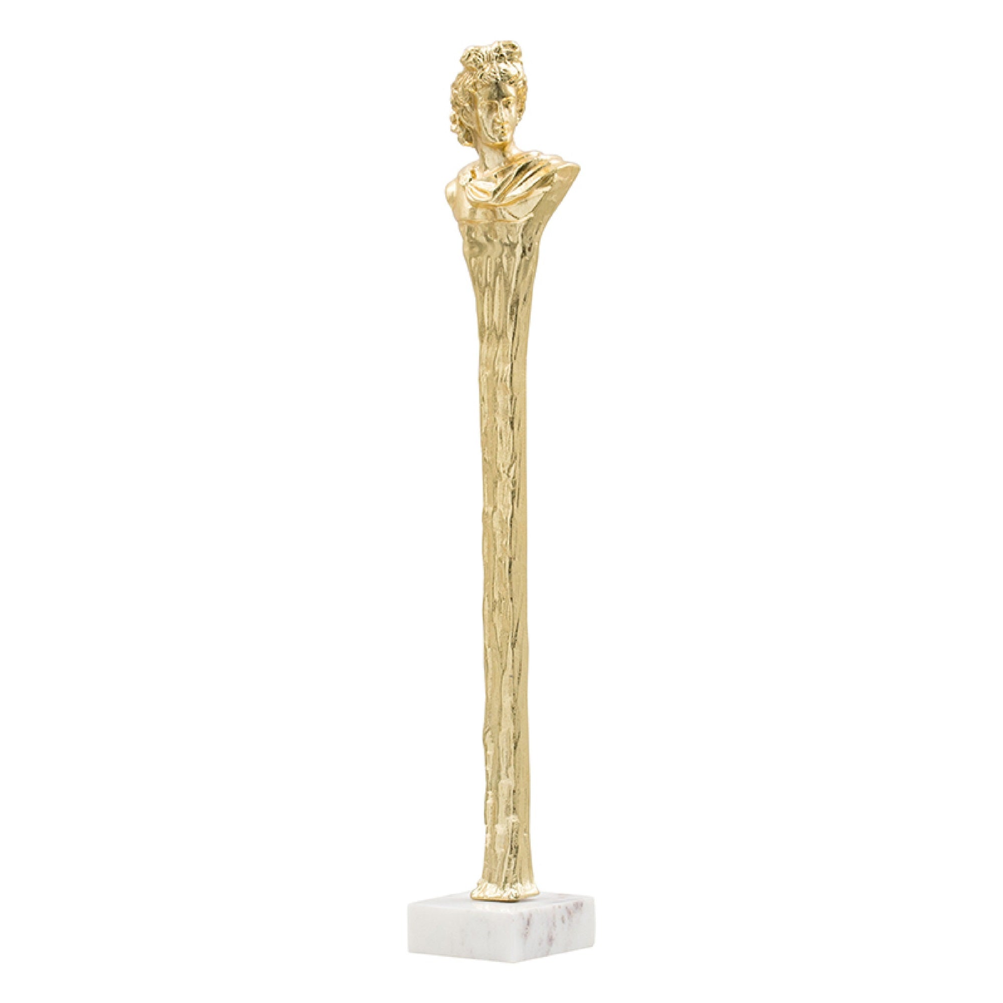 Valeri Small Decorative Human Figurine, Marble Base, Gold Aluminum 28 Inch