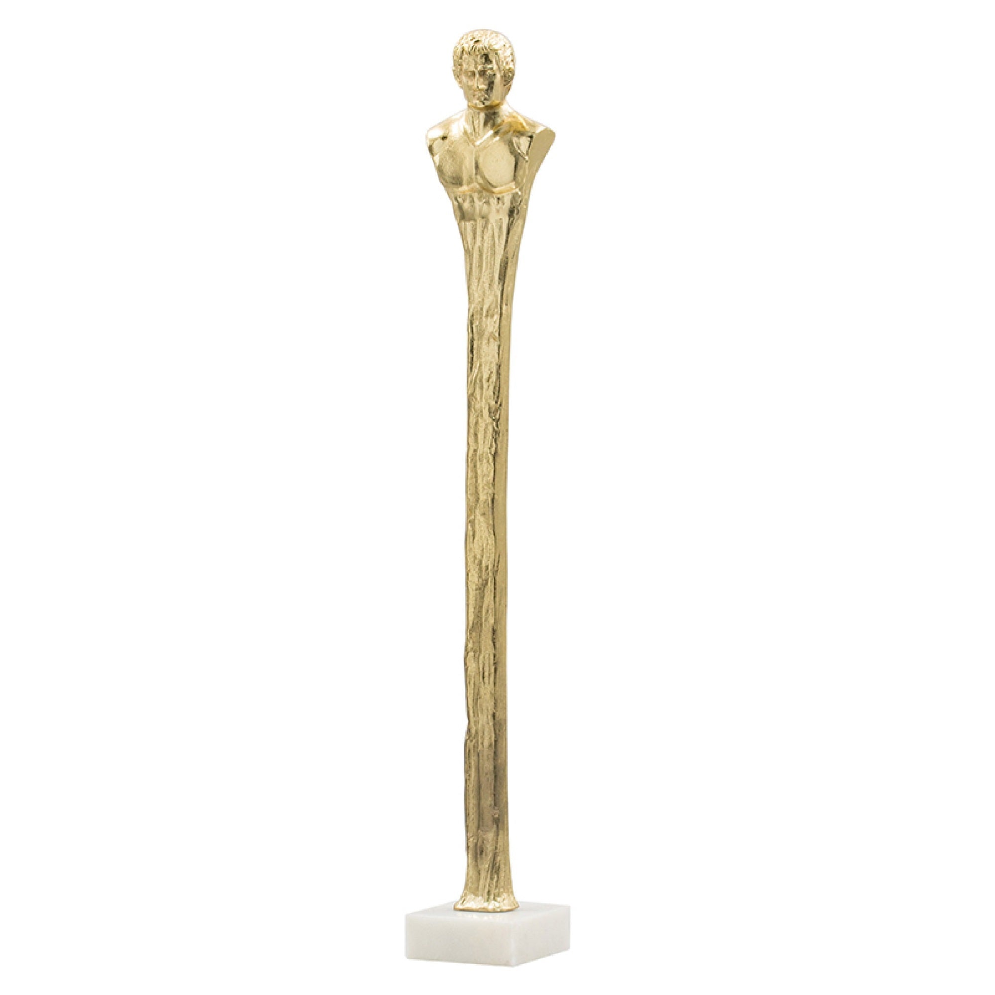 Valeri Large Decorative Human Figurine, Marble Base, Gold Aluminum 32 Inch