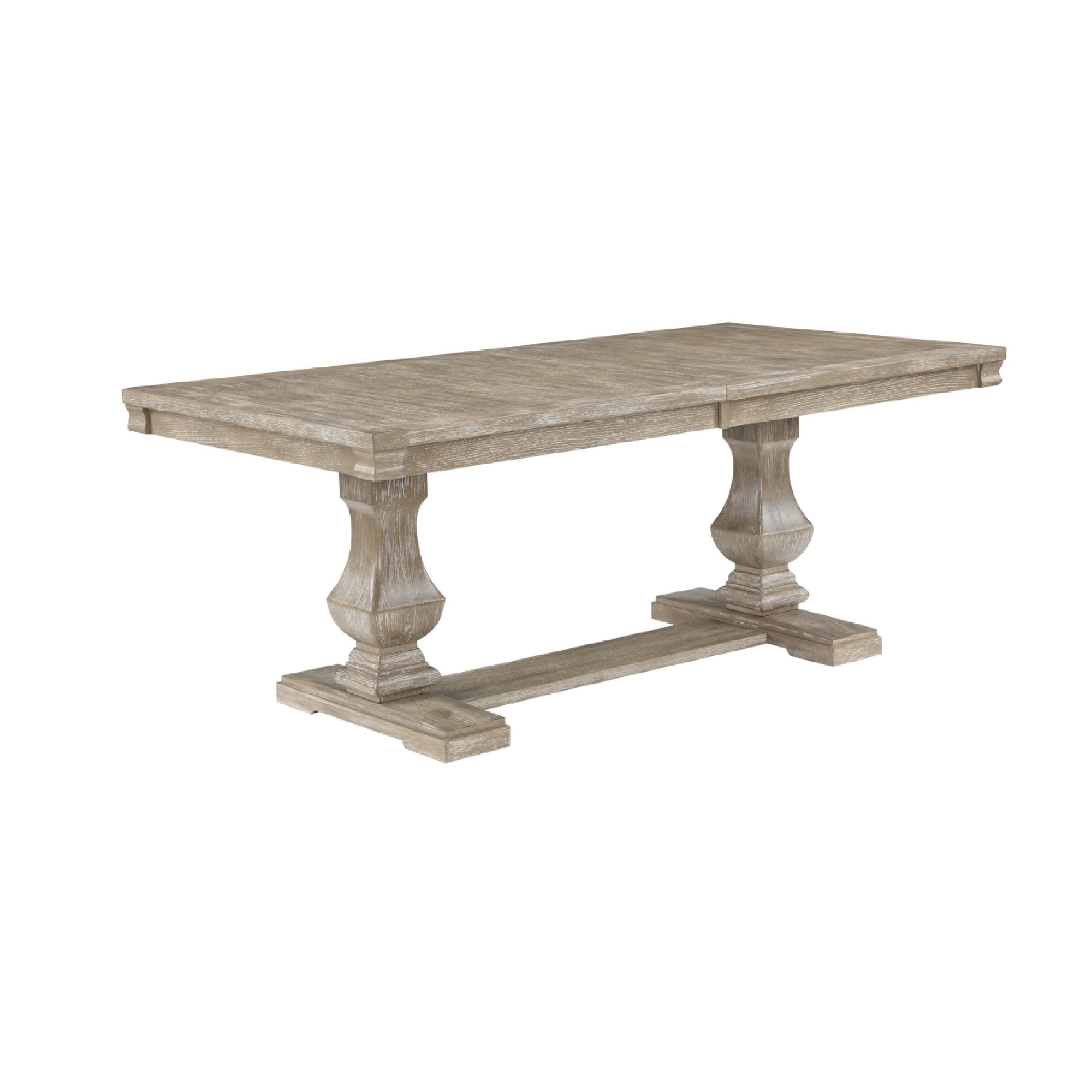 Ruth Dining Table, 77-95 Inch Extendable Top, Brownish Gray Trestle Base