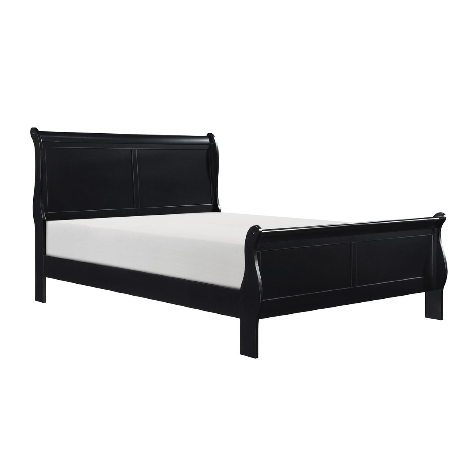 Vele Full Size Sleigh Bed, Louis Philippe Style, Burnished Black