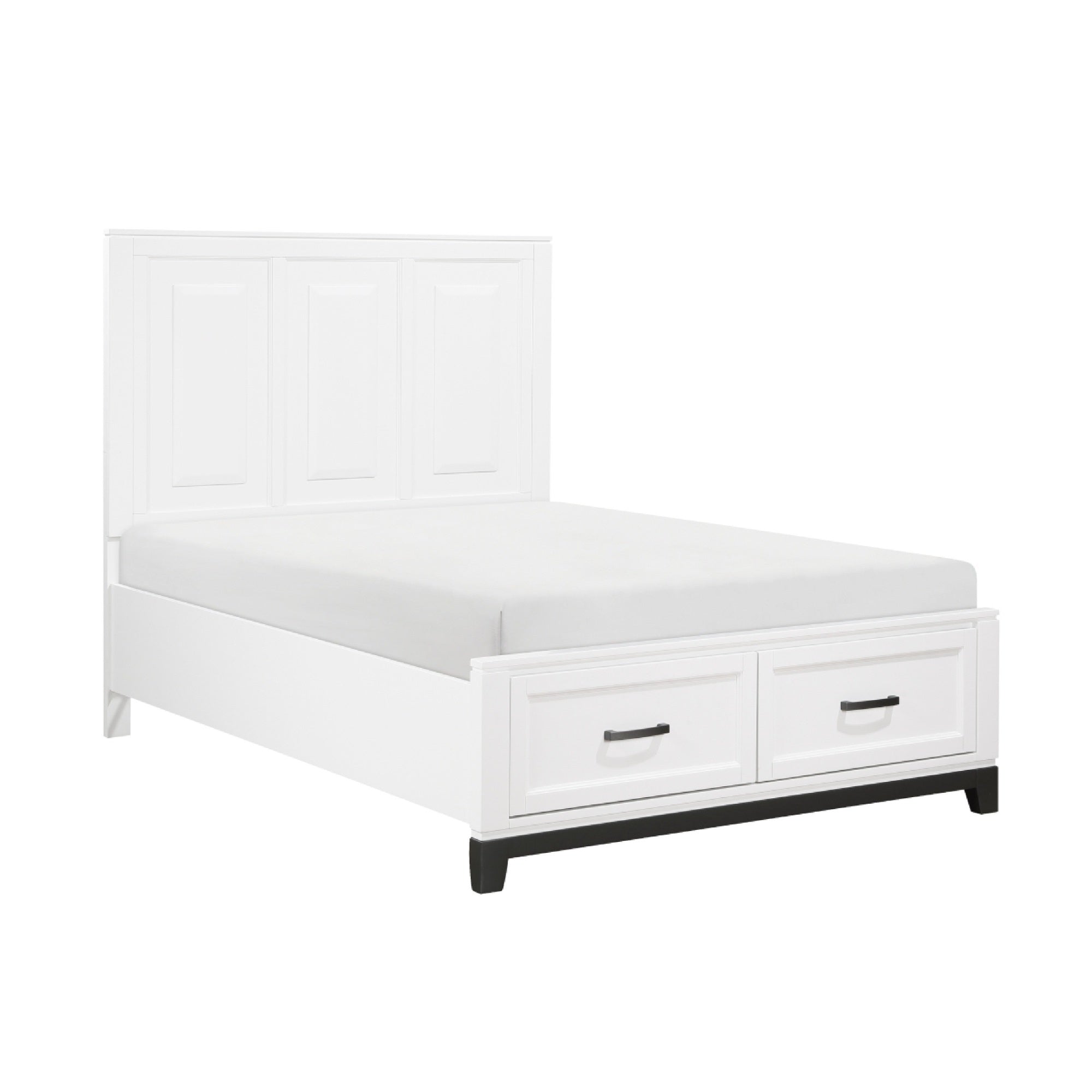 Thiem Full Bed with Footboard Storage, Picture Frame Molding, Black White