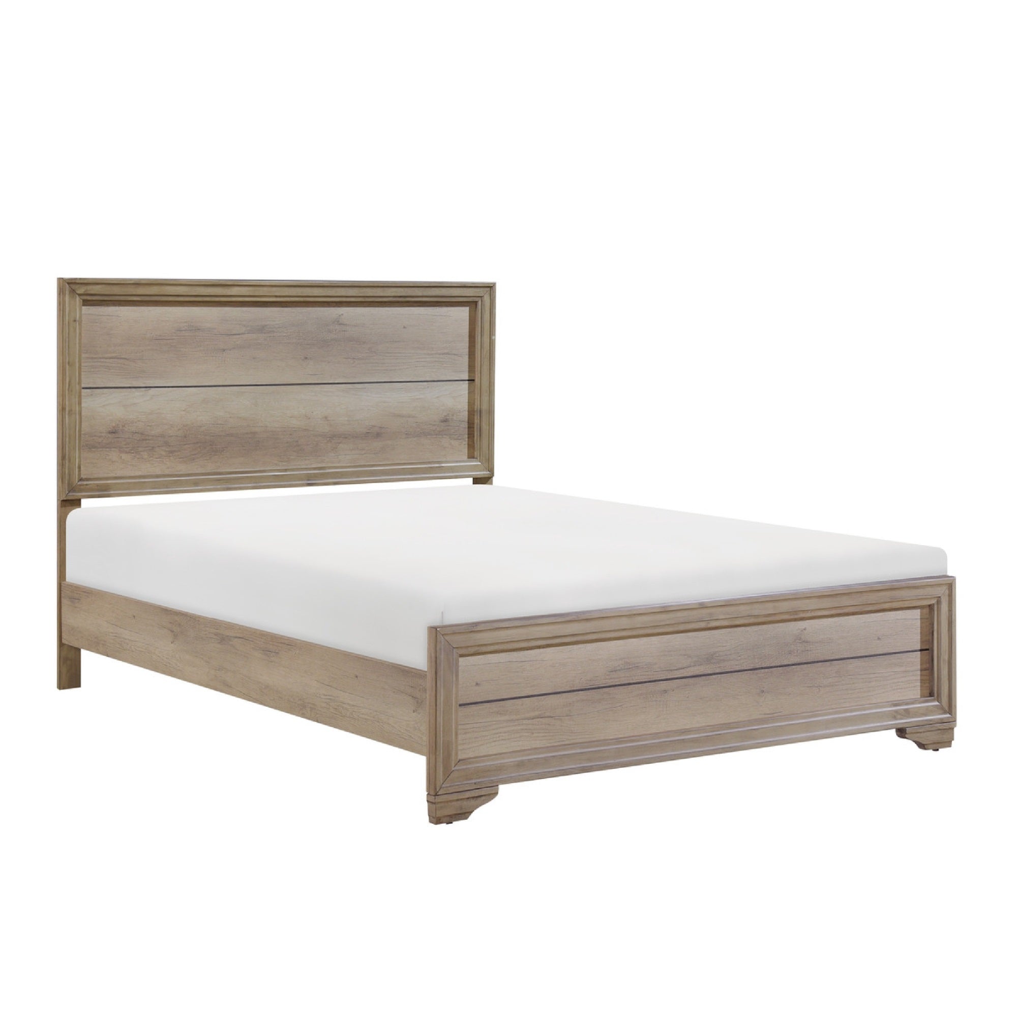 Lona Twin Panel Bed, Planked Frame with Molding, Sun-Bleached Natural Brown