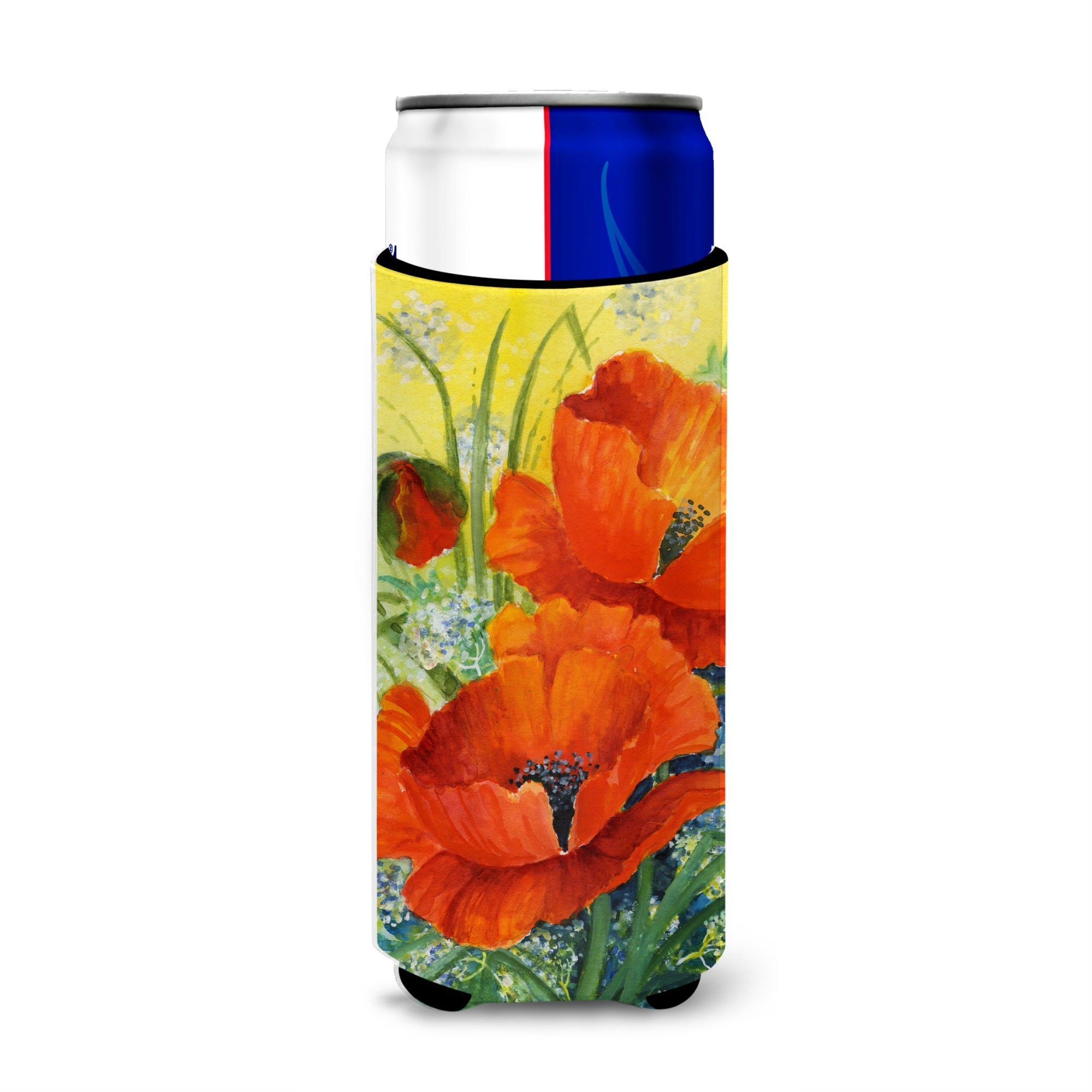 Caroline'S Treasures Poppies By Maureen Benfield Michelob Ultra Koozies For Slim Cans, Multicolor