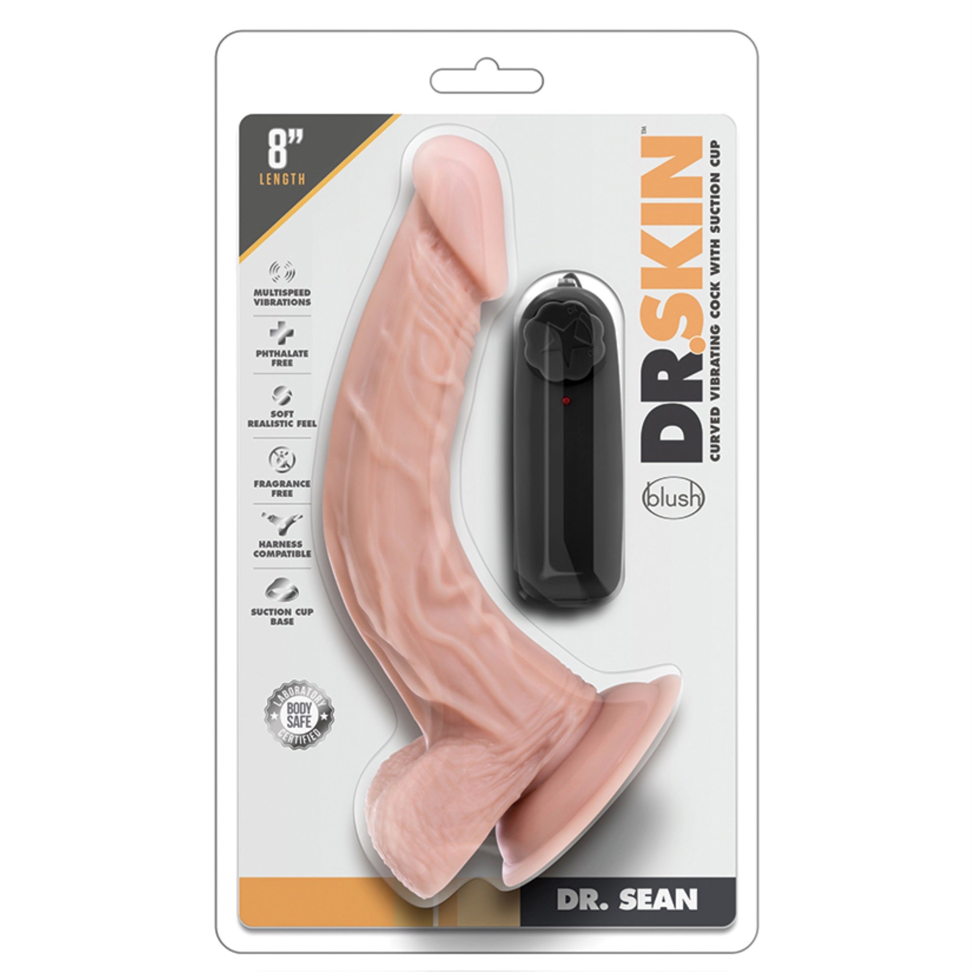 Dr. Skin Vibrating Cock with Suction Cup-Vanilla 8″