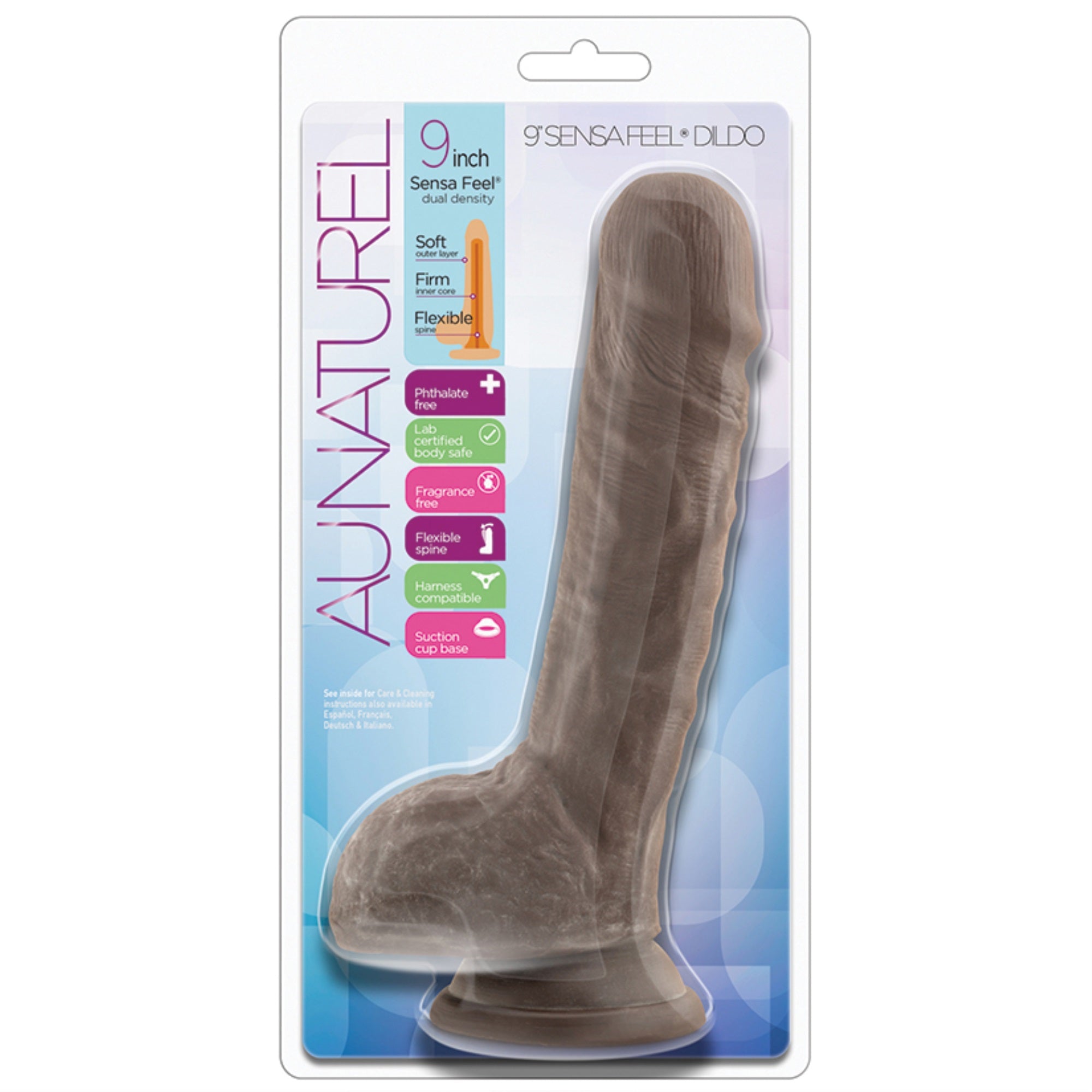 Au Naturel Sensa Feel Dildo-Chocolate 9″