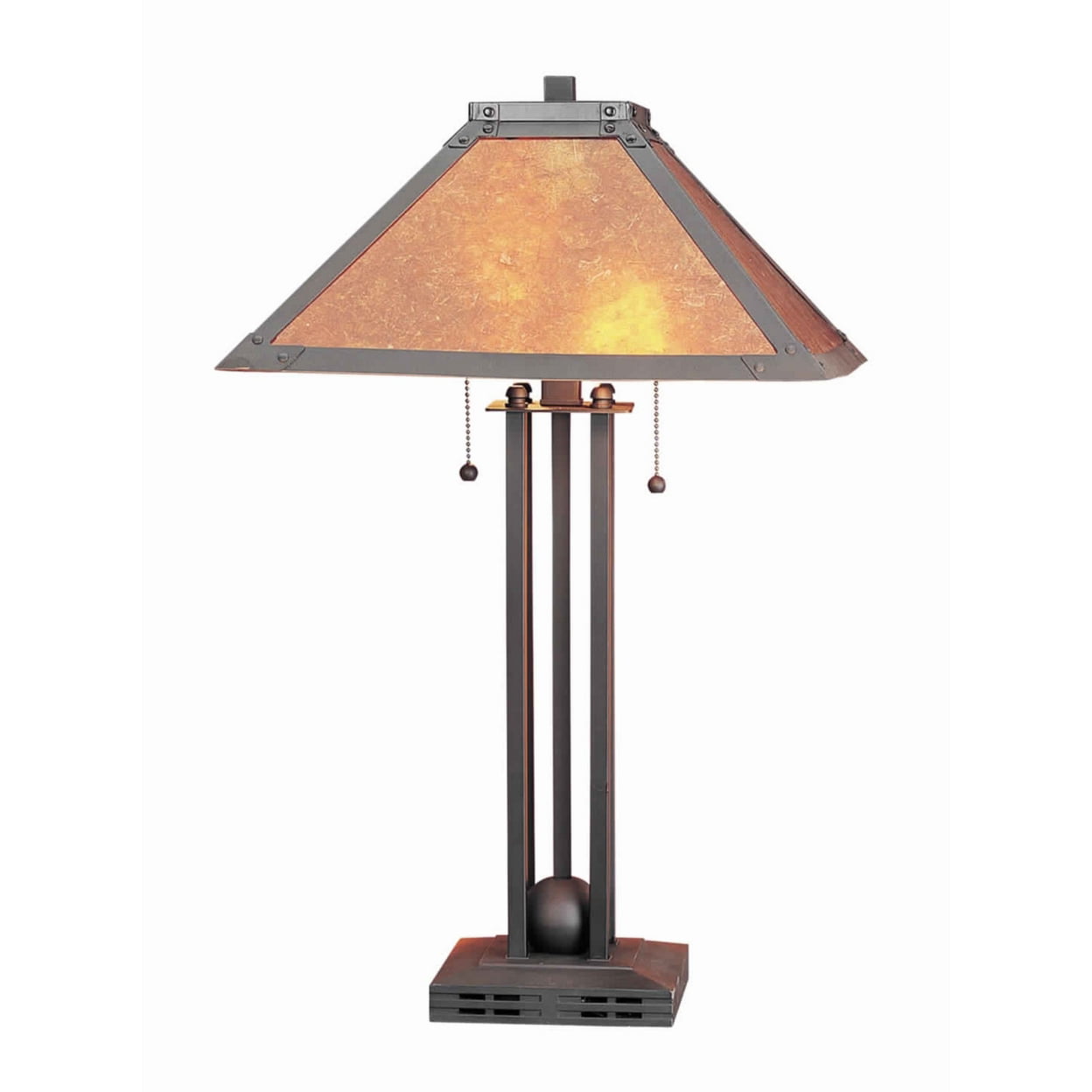 Benjara Bm223694 Ball Inlay Metal Body Table Lamp With Square Mica Shade  Bronze