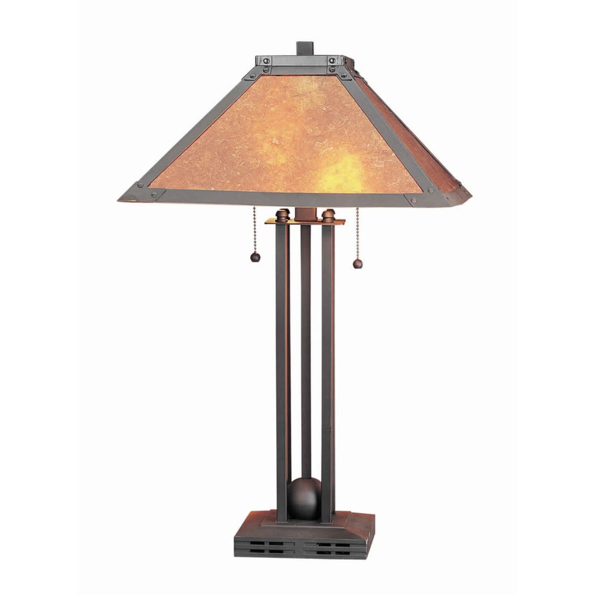 Benjara Bm223694 Ball Inlay Metal Body Table Lamp With Square Mica Shade  Bronze