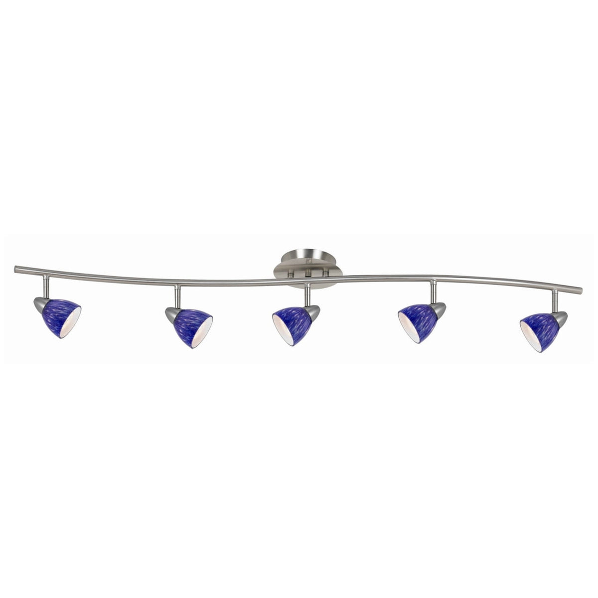 Benjara Bm225637 5 Light 120V Metal Track Light Fixture With Textured Shade&#44 Silver & Blue