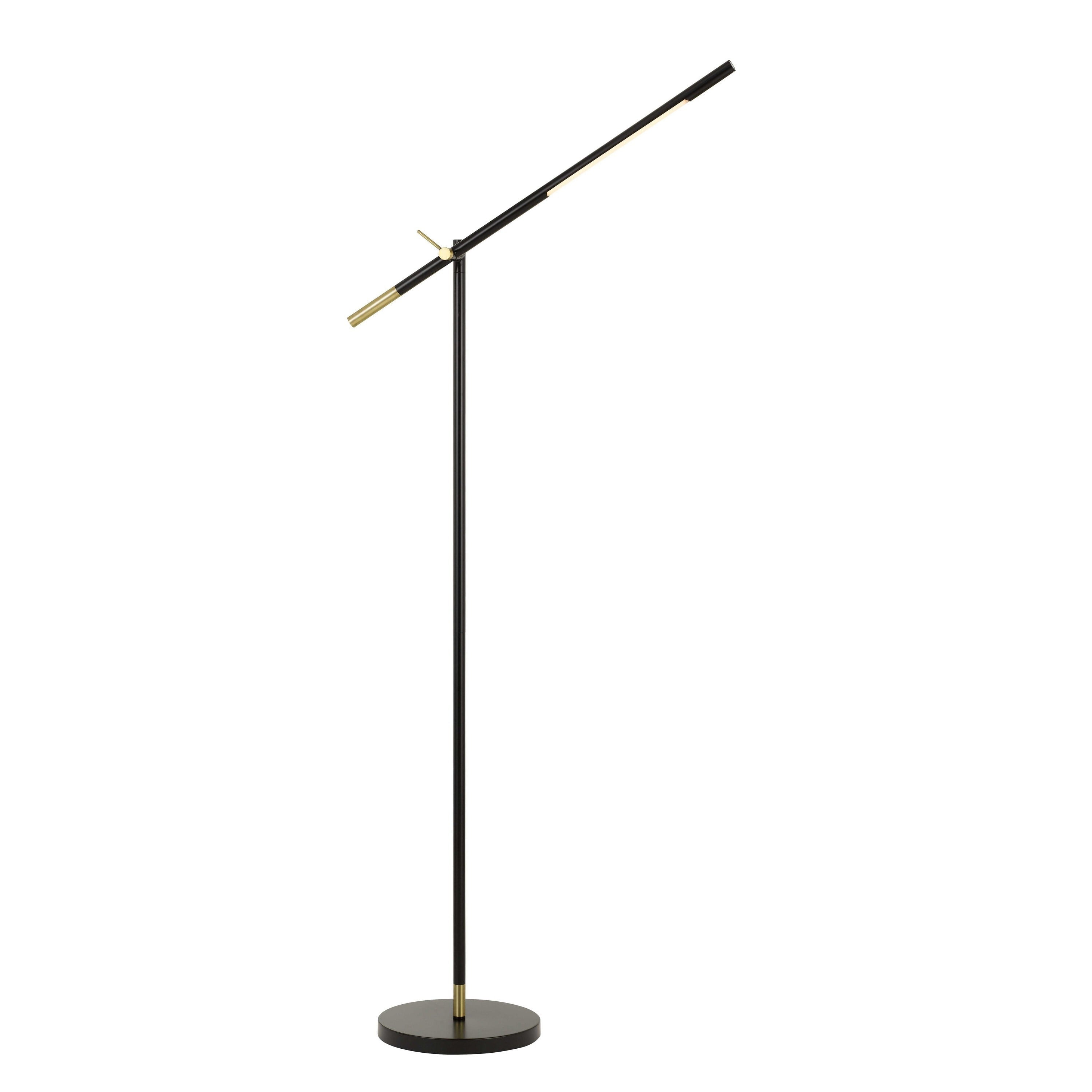 Benjara Bm224730 10W Adjustable Metal Frame Floor Lamp&#44 Black & Brass
