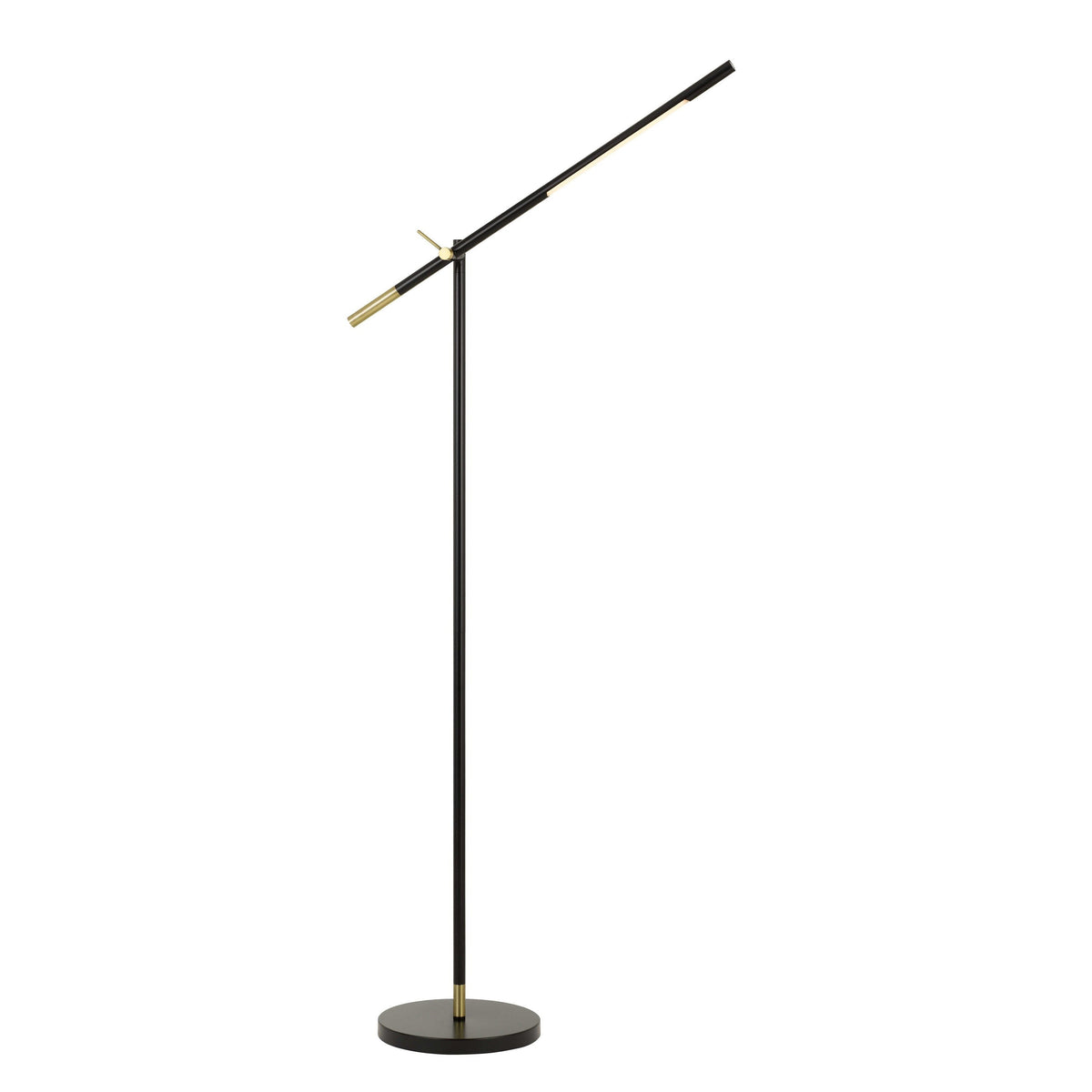 Benjara Bm224730 10W Adjustable Metal Frame Floor Lamp&#44 Black & Brass
